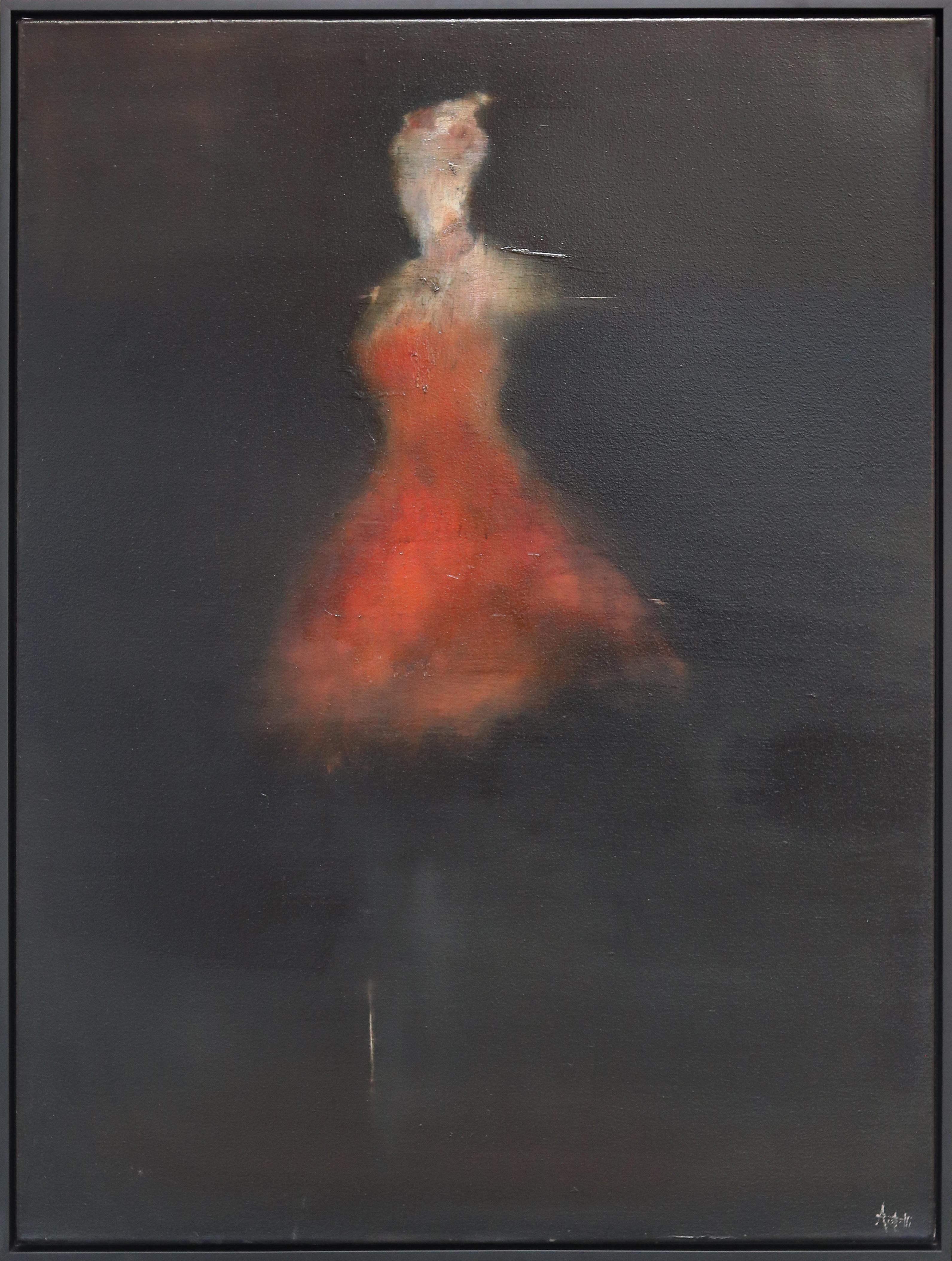 Figurative Painting de Mark Acetelli - Lucia L'Amour -  Pintura al óleo figurativa abstracta con marco negro