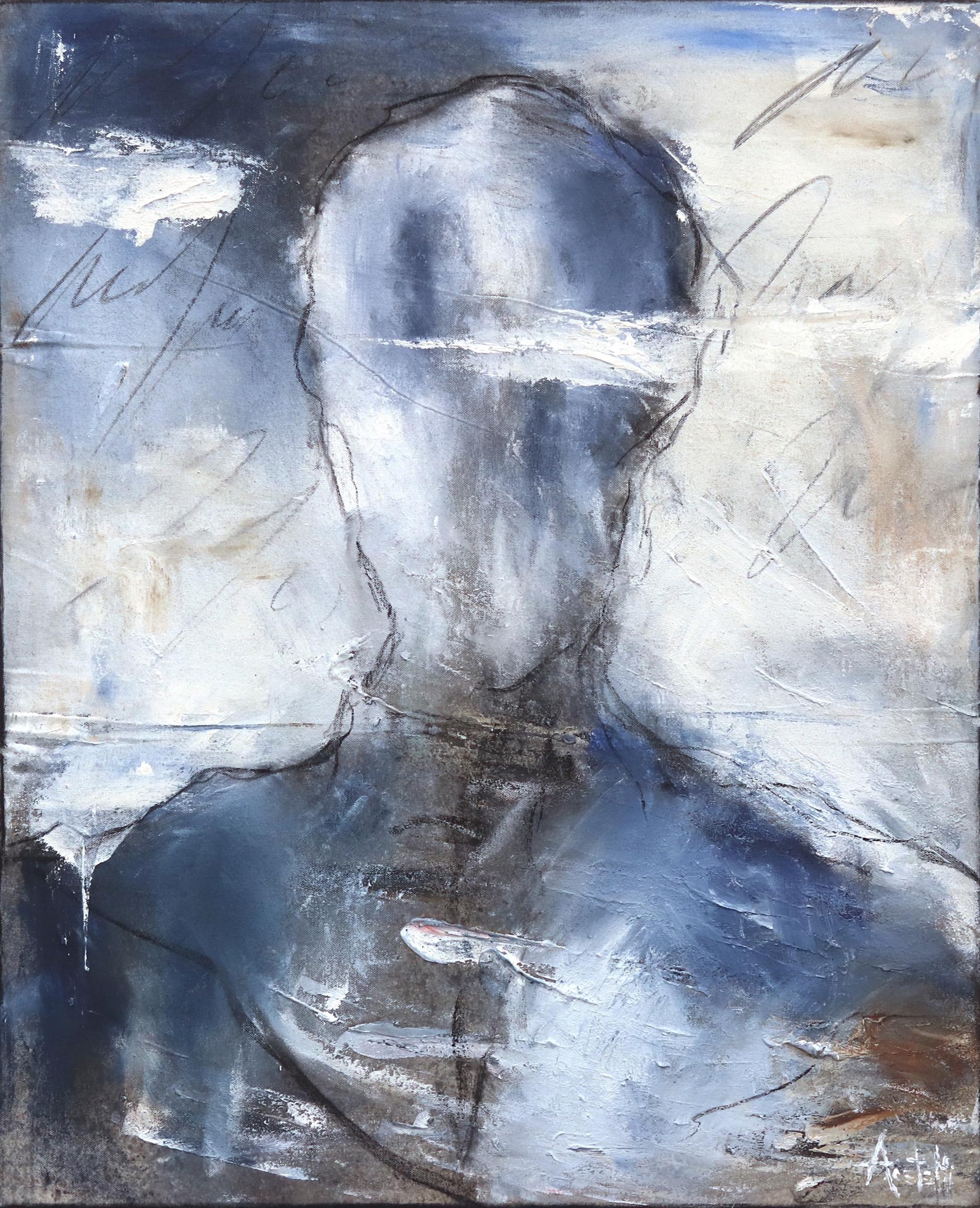 Massimo - Abstract Figurative Oil Painting Original Artwork - Mixed Media Art by Mark Acetelli