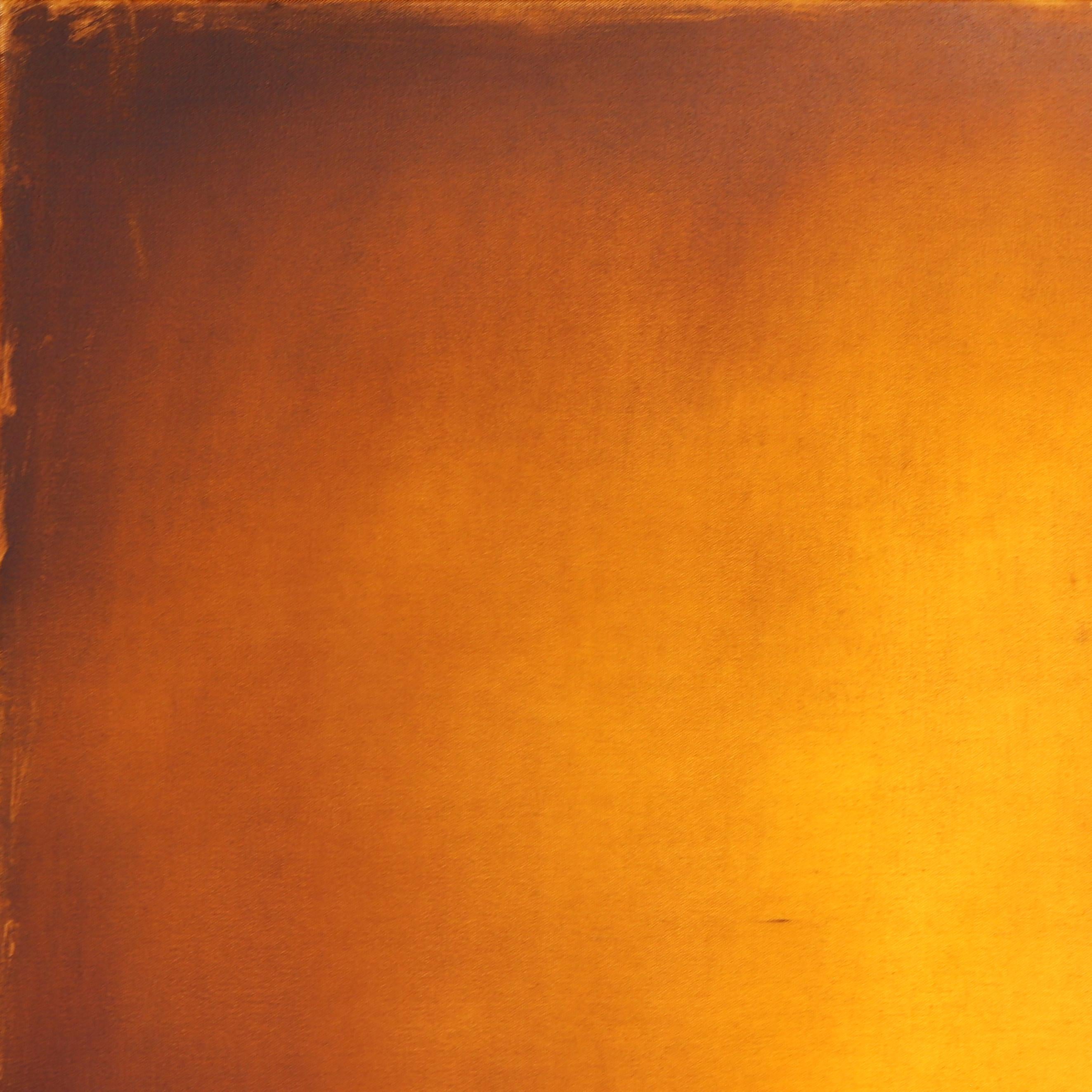 Meraki - Pittura ad olio di un paesaggio astratto di colore ambrato ed elegante - Painting Astratto di Mark Acetelli