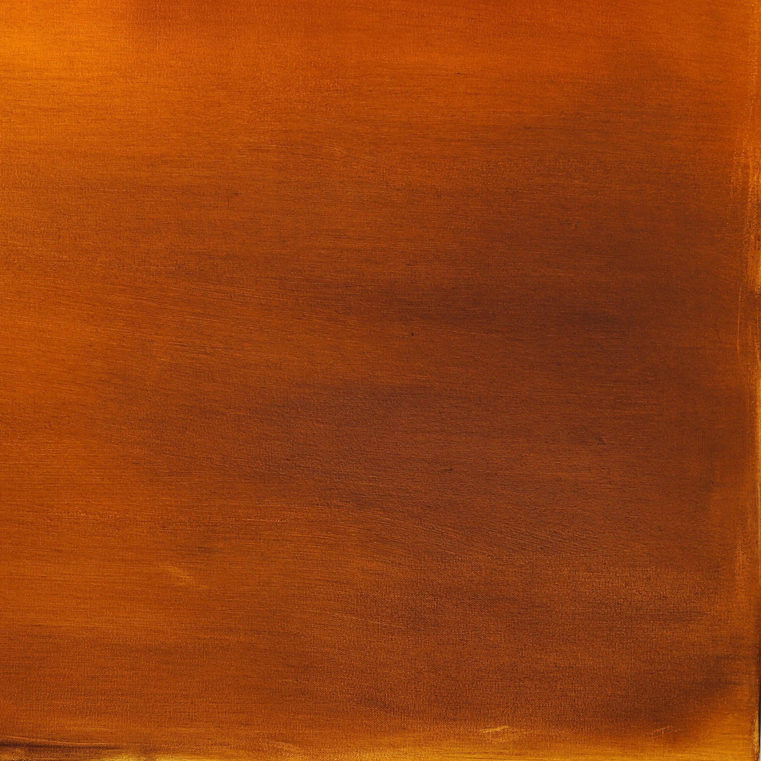 Meraki - Pittura ad olio di un paesaggio astratto di colore ambrato ed elegante in vendita 3