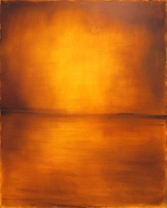 Meraki - Elegant Amber Abstract Landscape Oil Painting