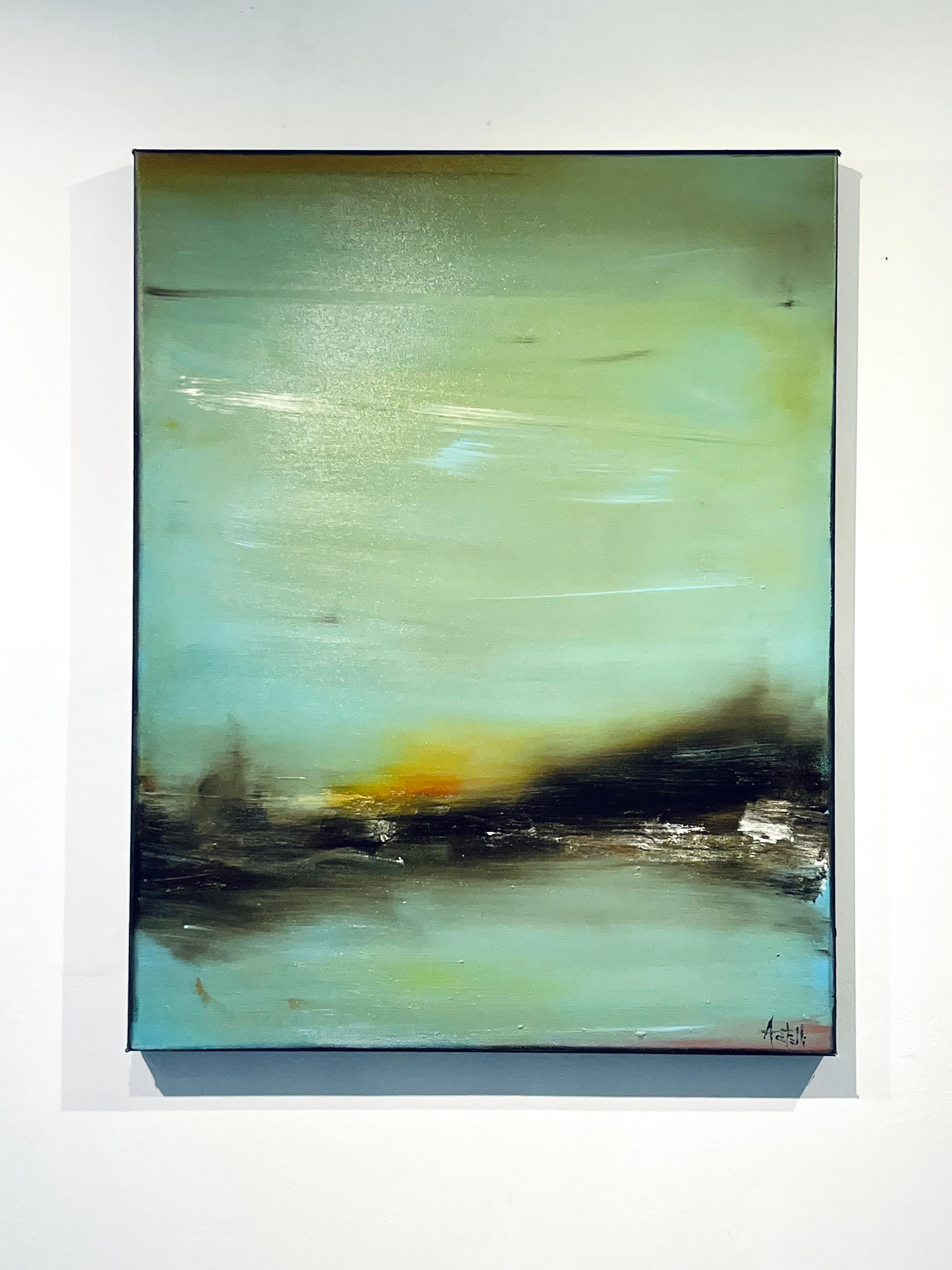 Monterroso-original modern abstract oil landscape painting-contemporary Art - Painting by Mark Acetelli