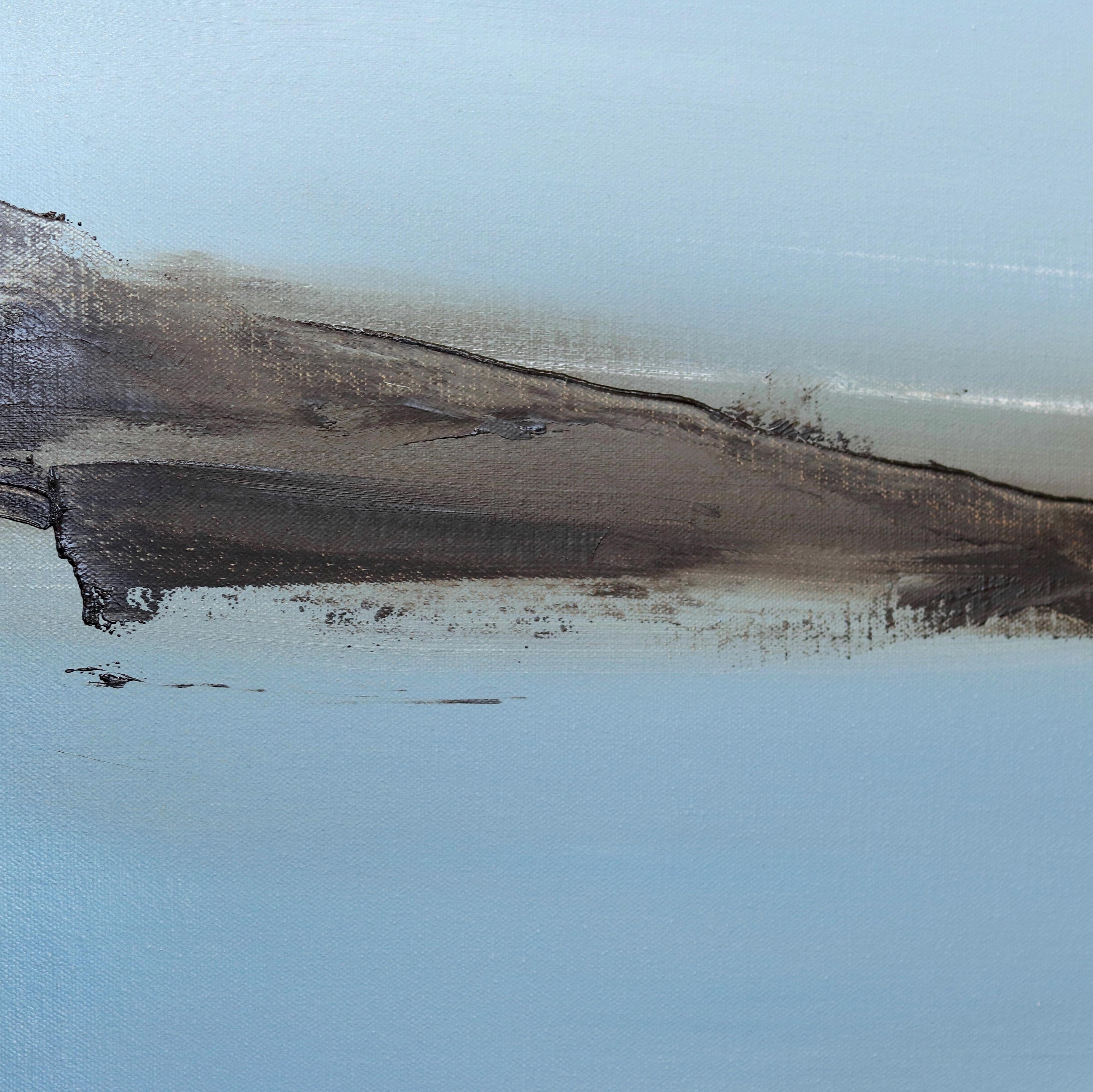 Sojourn II - Pintura original al óleo sobre lienzo Paisaje abstracto azul - Painting Contemporáneo de Mark Acetelli