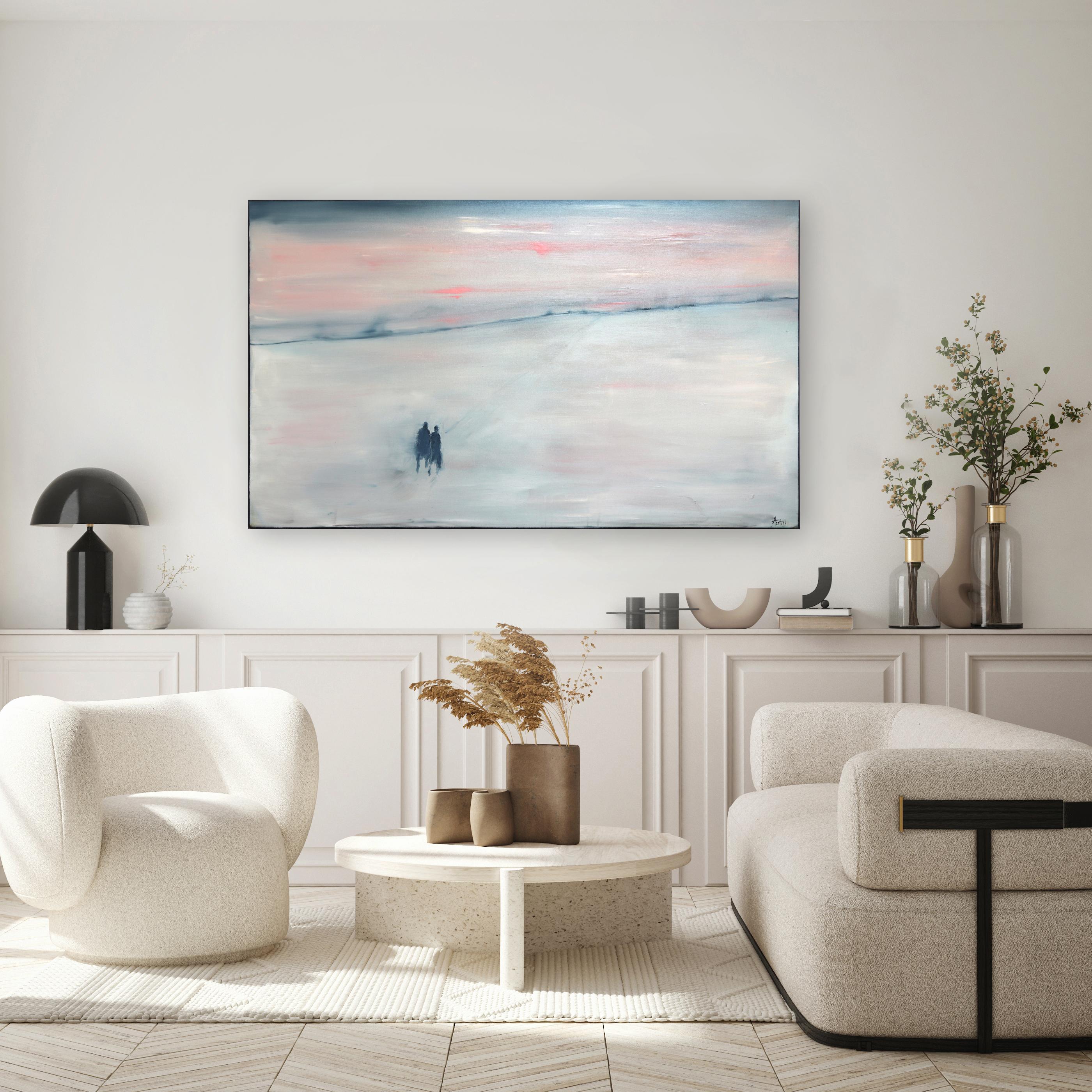 Sojourn of Hope - Large Original Oil on Canvas Abstract Landscape Painting - Contemporary Mixed Media Art by Mark Acetelli