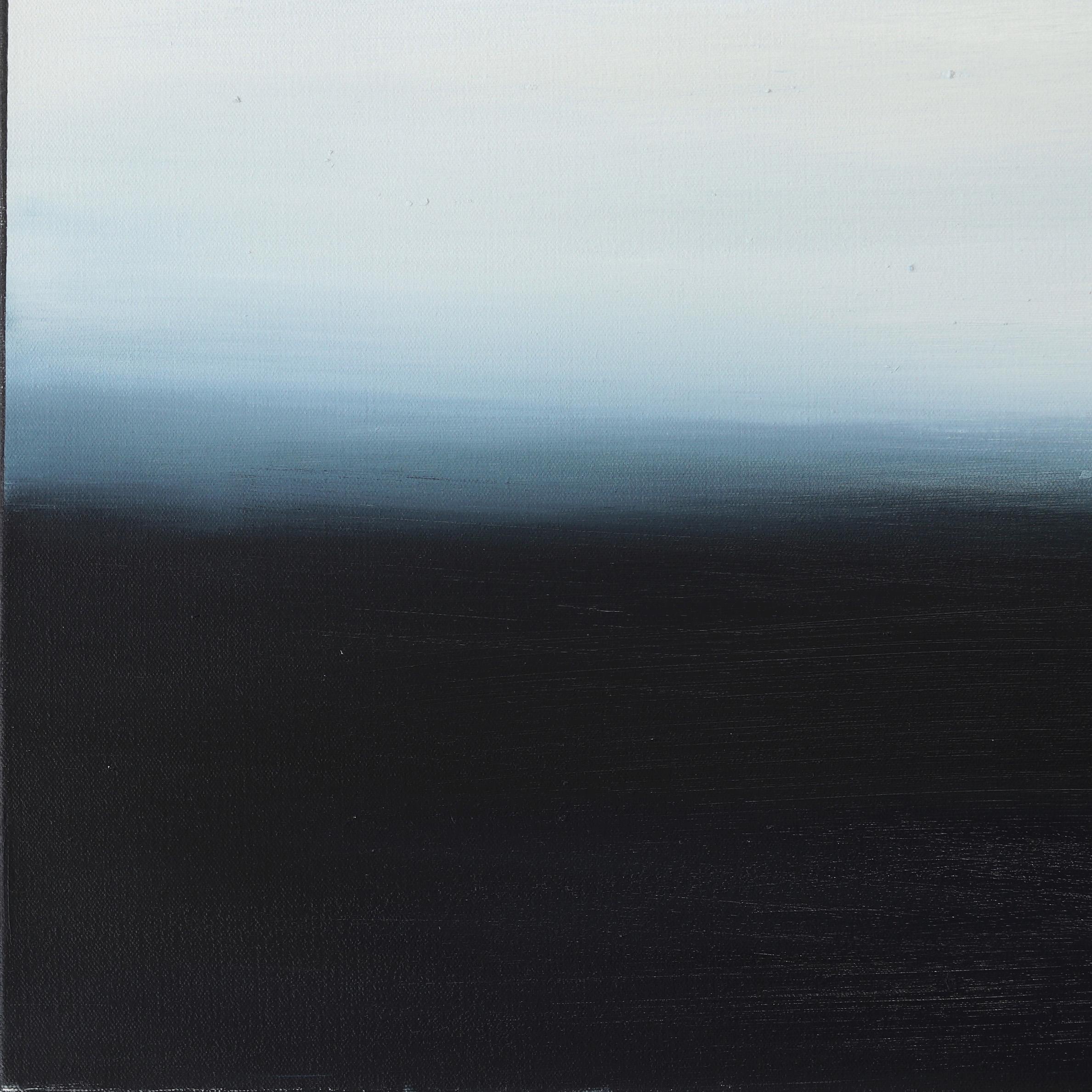 Solstice I, élégante peinture à l'huile de paysage abstrait bleu en vente 2