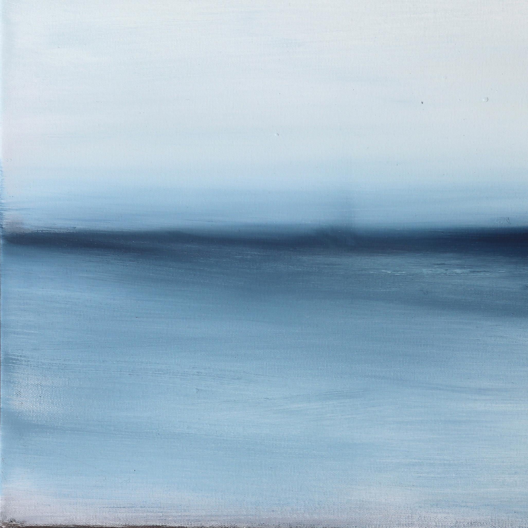 Solstice II, élégante peinture à l'huile de paysage abstrait bleu en vente 2