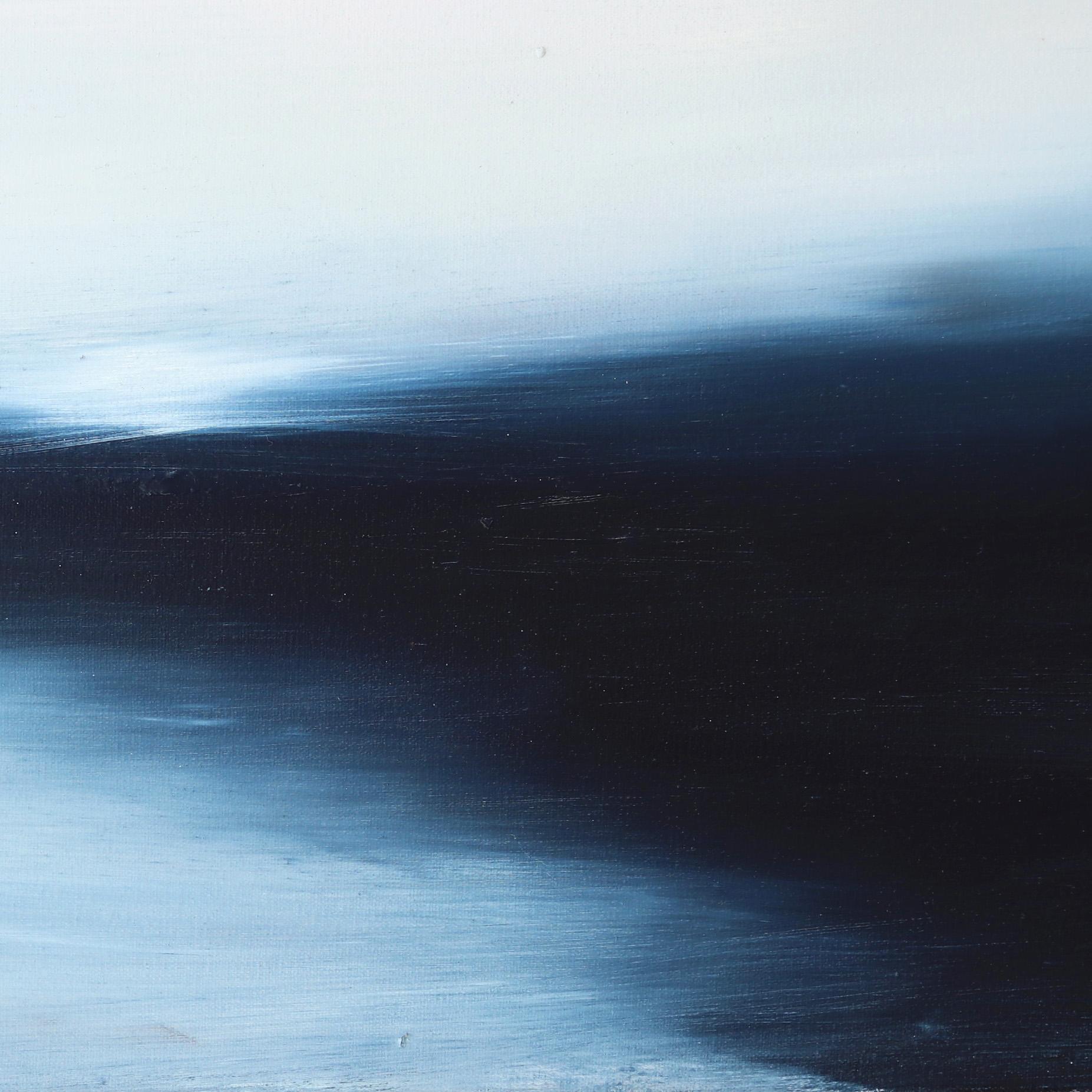 Solstice II, élégante peinture à l'huile de paysage abstrait bleu en vente 3