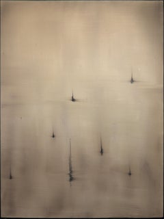 Calme et réflexion - Peinture à l'huile abstraite atmosphérique et séduisante sur toile
