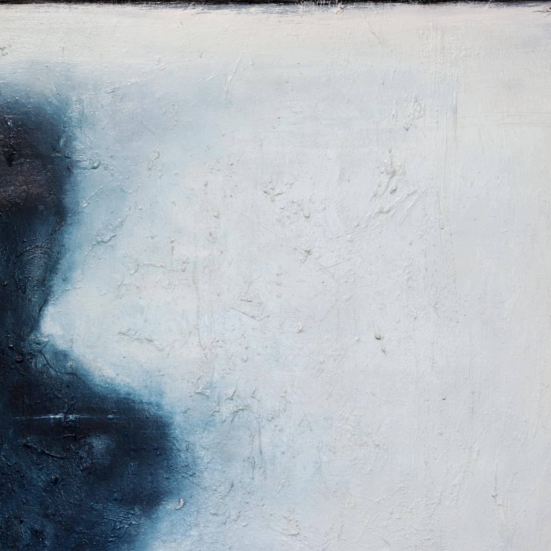 Trust and Virtue - Large Oversized Abstract Figurative Blue on Gray Oil Painting For Sale 3