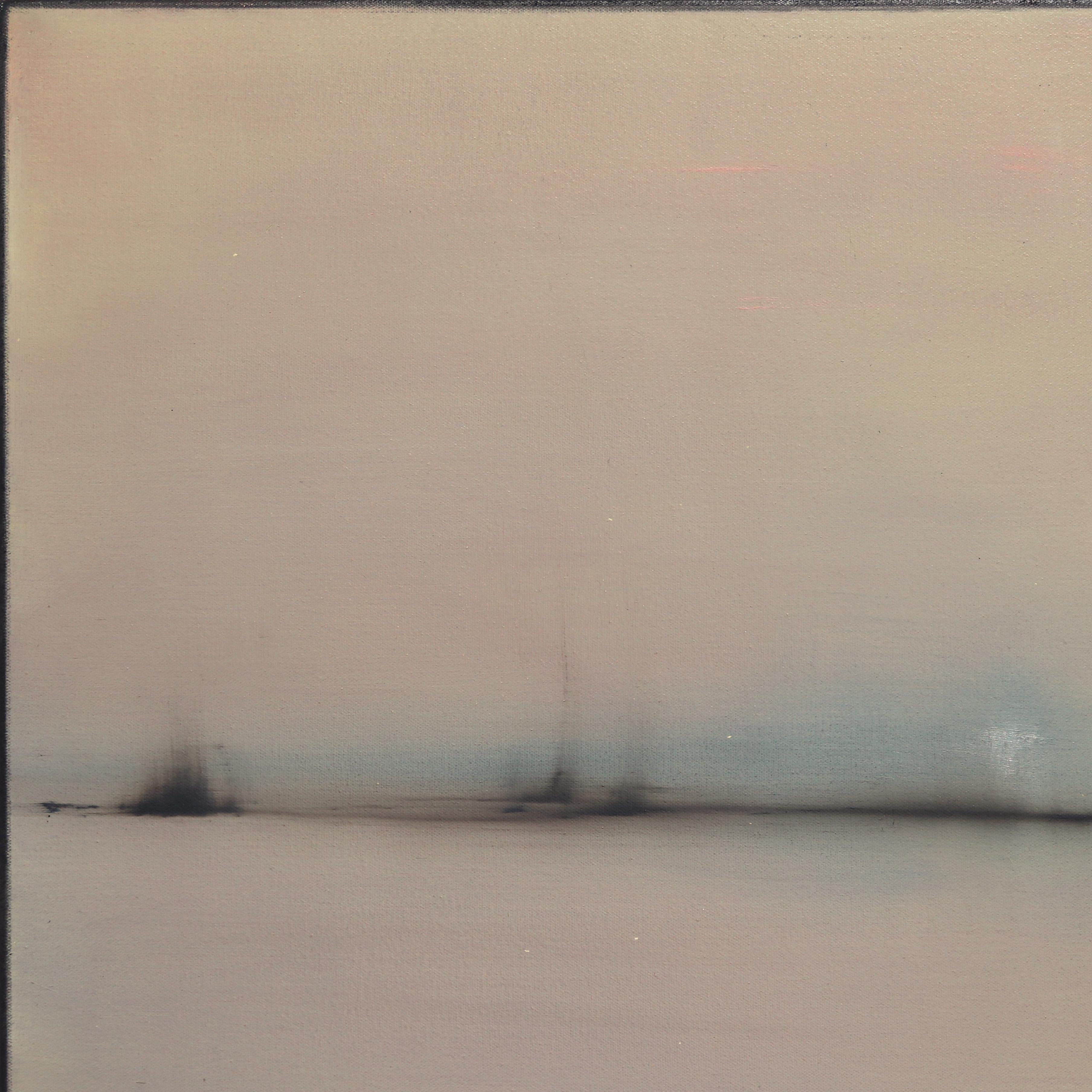 Crépuscule - Couleur sourde Atmosphère Paysage abstrait Peinture à l'huile sur toile - Abstrait Painting par Mark Acetelli