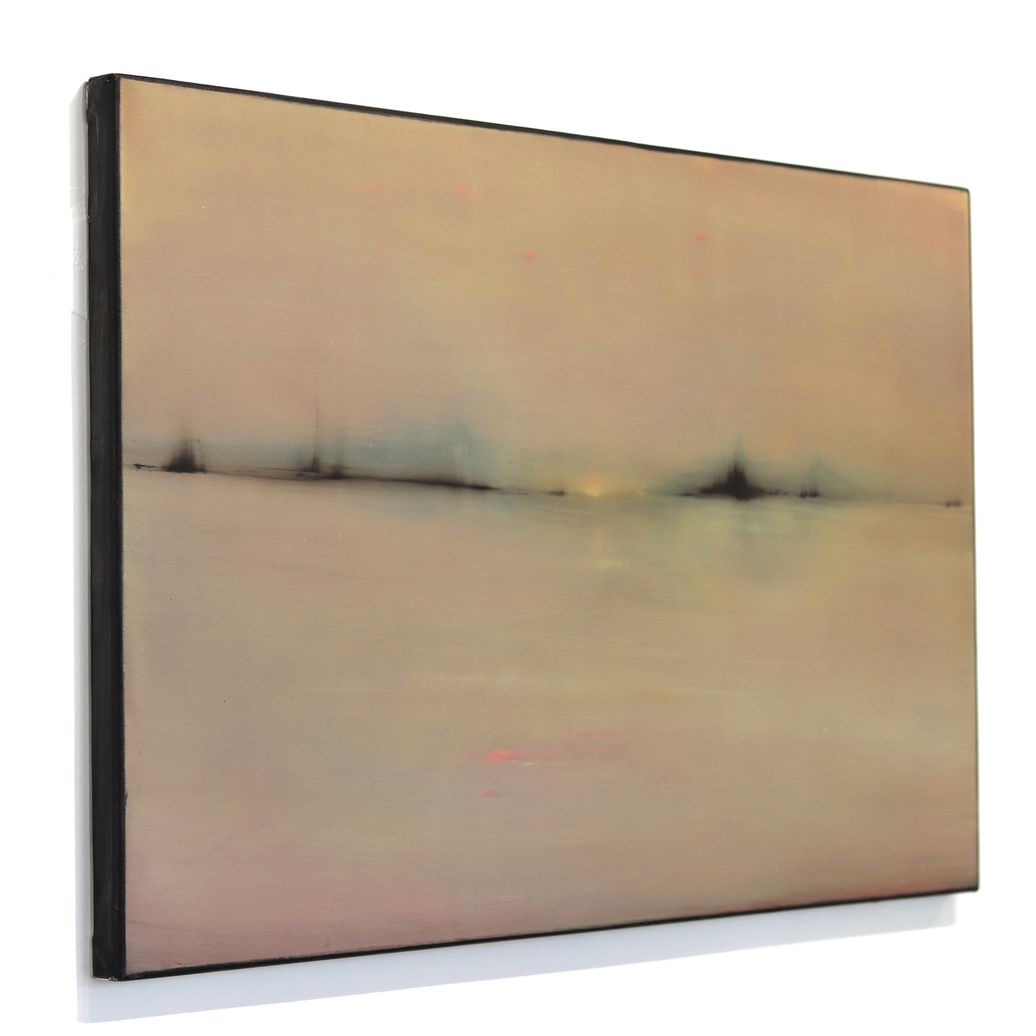 Crépuscule - Couleur sourde Atmosphère Paysage abstrait Peinture à l'huile sur toile - Marron Landscape Painting par Mark Acetelli