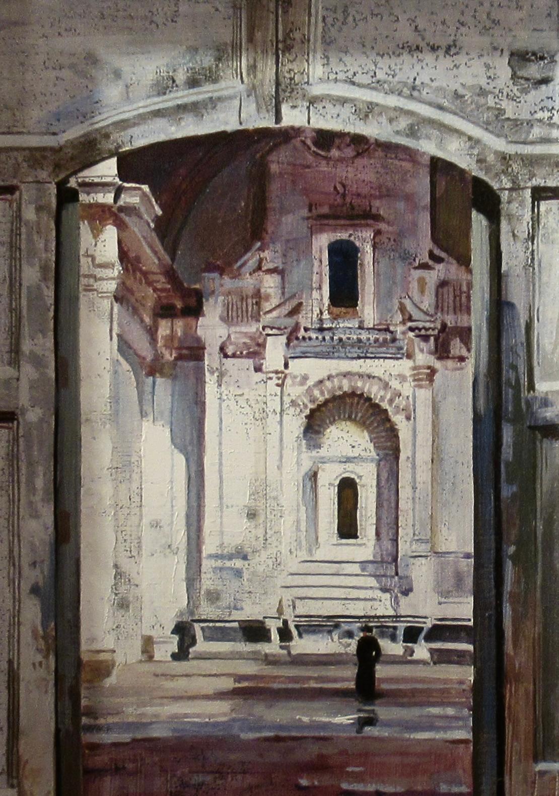 Church Ruin in Colima - American Impressionist Painting by Mark Allen Coomer