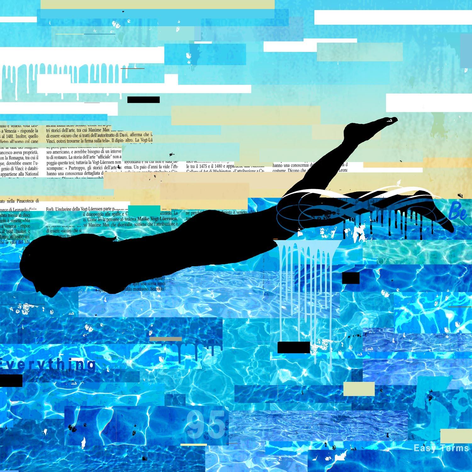 Swimmer - Mixed Media Art by Mark Andrew Allen