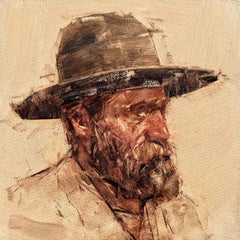 Mark Andrew Bailey - " Bad Hombre LI - Huile sur toile - Peinture de portrait occidentale " Bad Hombre LI - Huile sur toile - Peinture de portrait occidentale