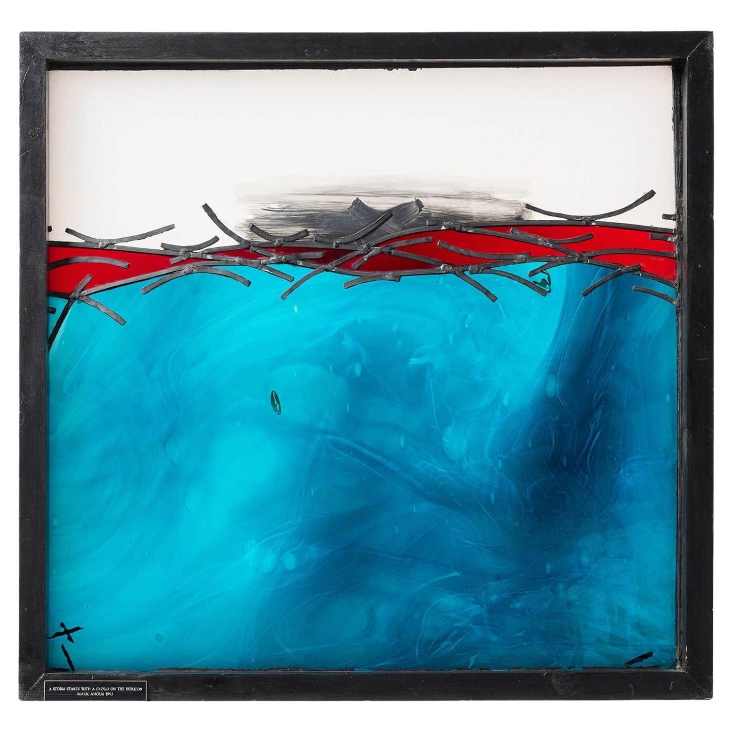 Mark Angus (b.1949) Framed Abstract Stained Glass Panel For Sale