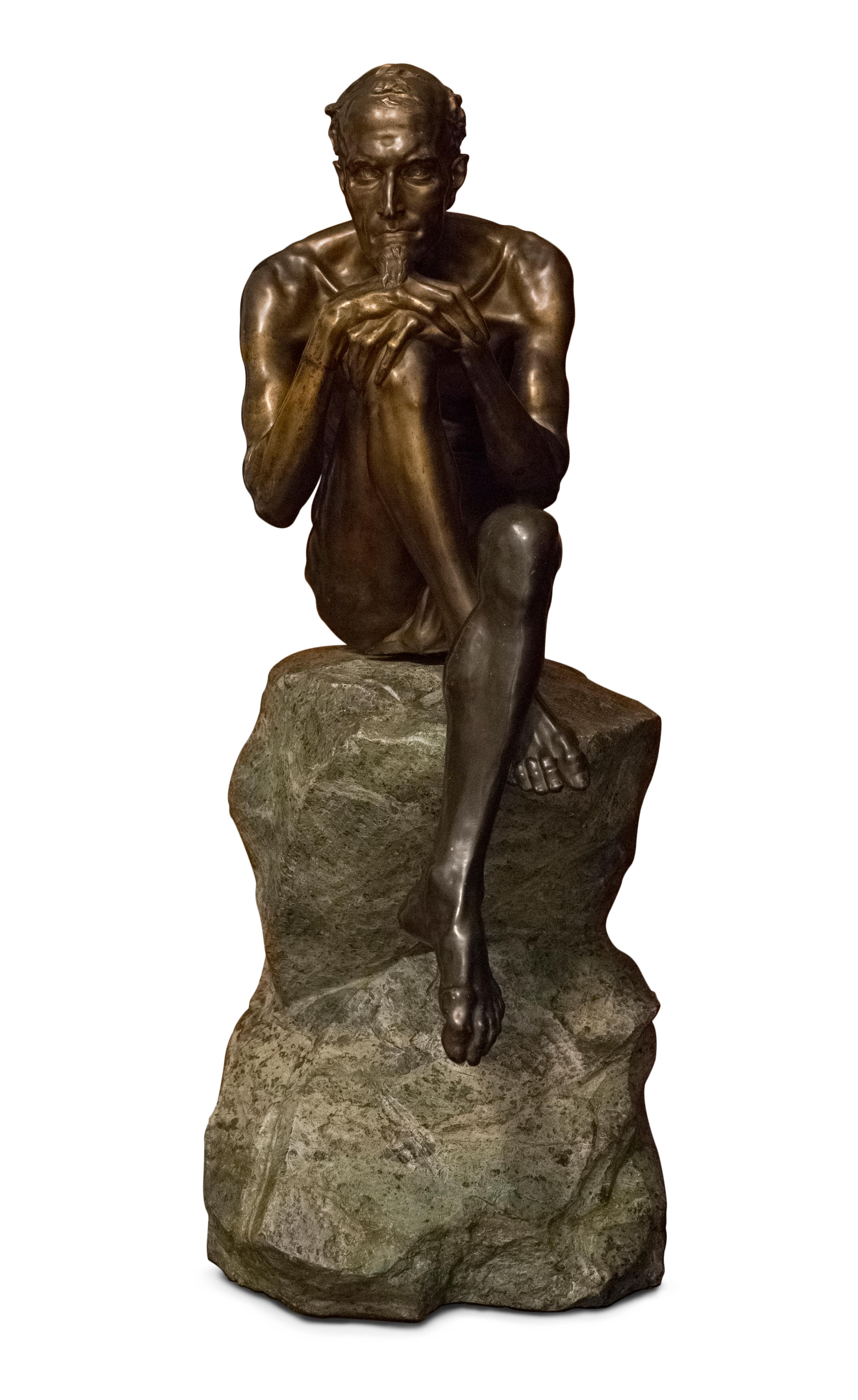 Mark Antokolsky Figurative Sculpture - Rare Antokolsky “Mephistopheles” Bronze. Barbedienne, Dark Gilt Patina, Signed