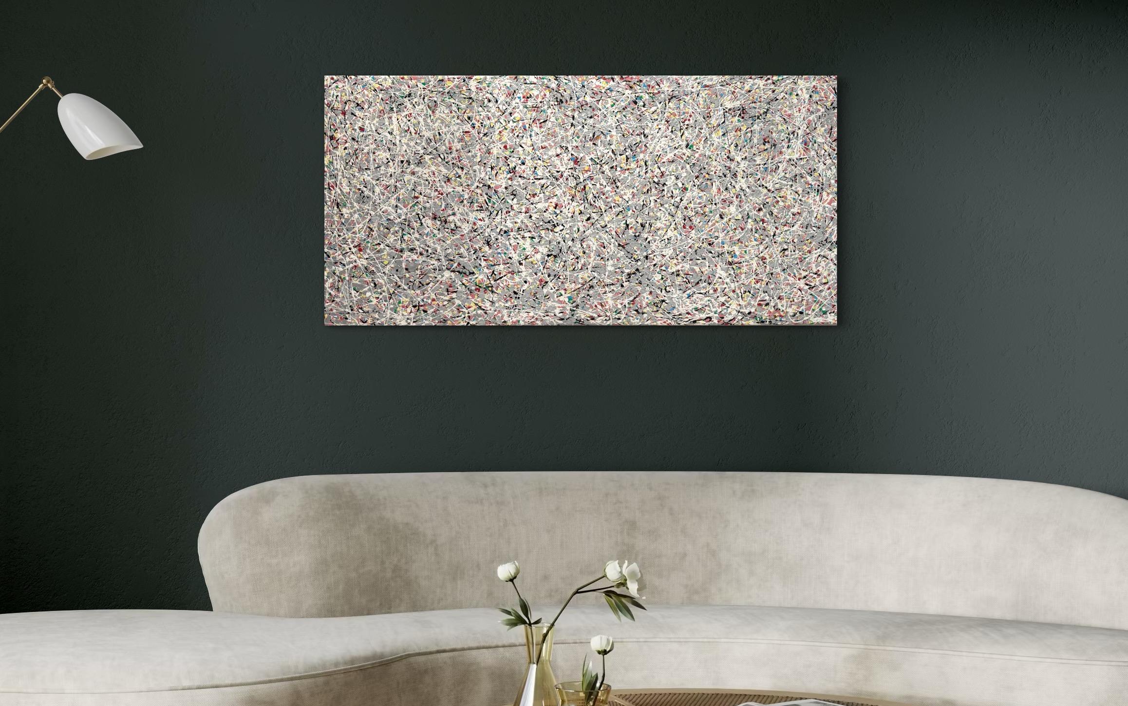 Abstraktes Gespräch 2, Modernes Originalgemälde, hängefertig (Grau), Abstract Painting, von Mark Antoni