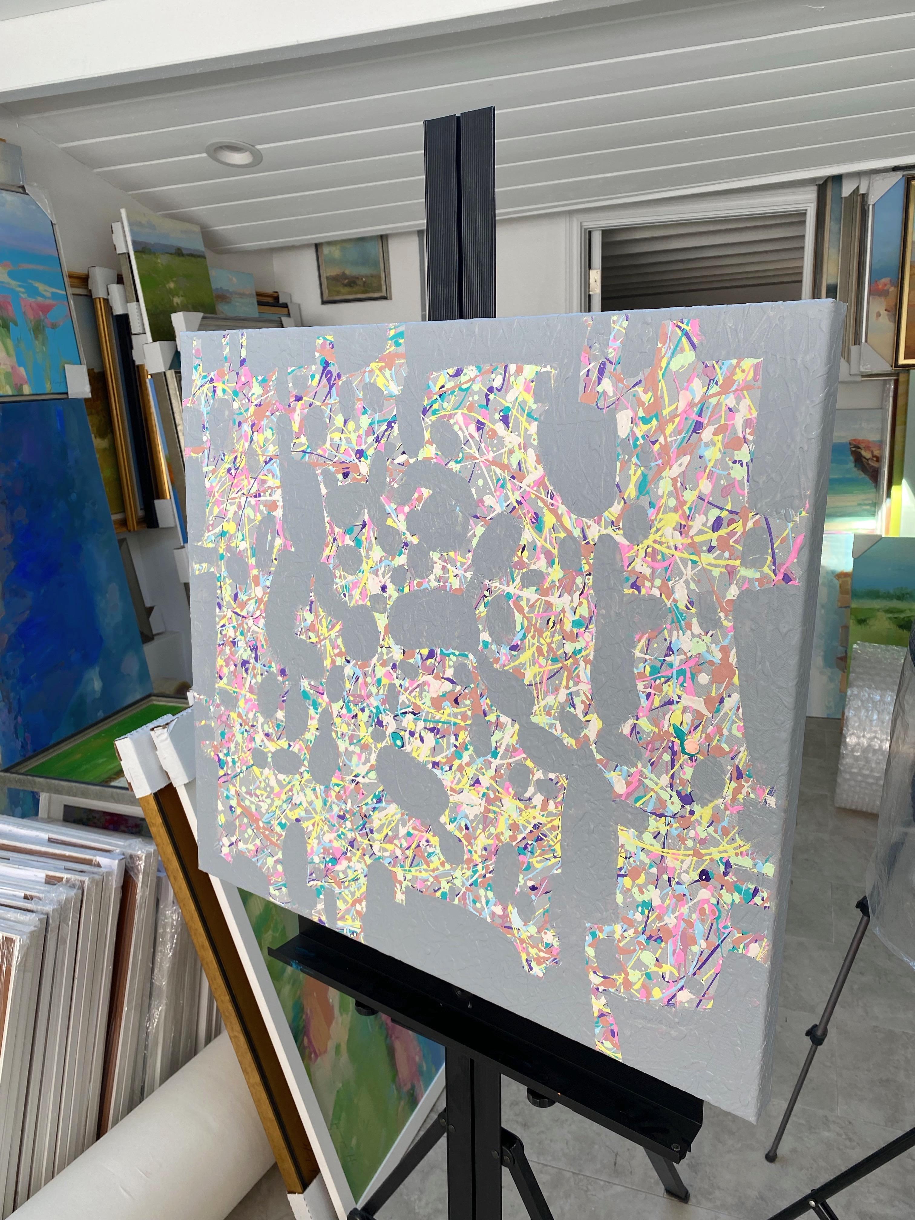 Seconde classe, peinture à l'huile originale, prête à être accrochée - Gris Abstract Painting par Mark Antoni