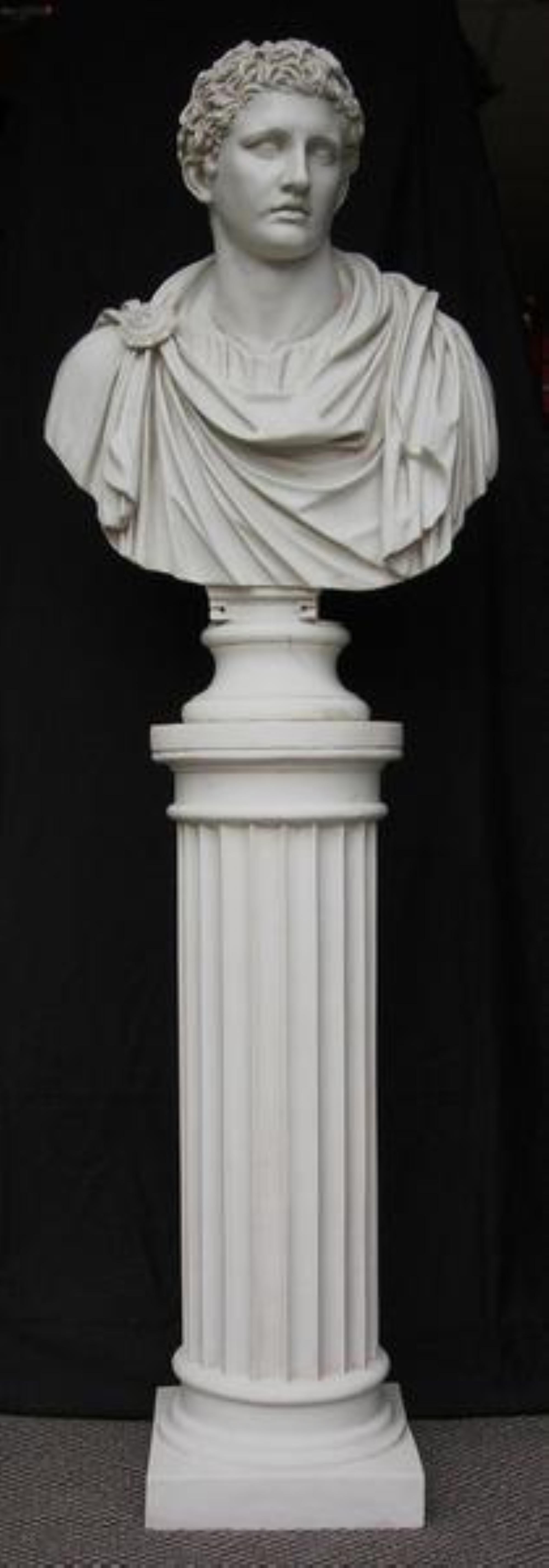 Mark Antony, a bust, in toga drapery, 20th century.
A fantastic large library bust of Marcus Antonius, who was a Roman politician and general. He was an important supporter and the loyal friend of Gaius Julius Caesar as a military commander and