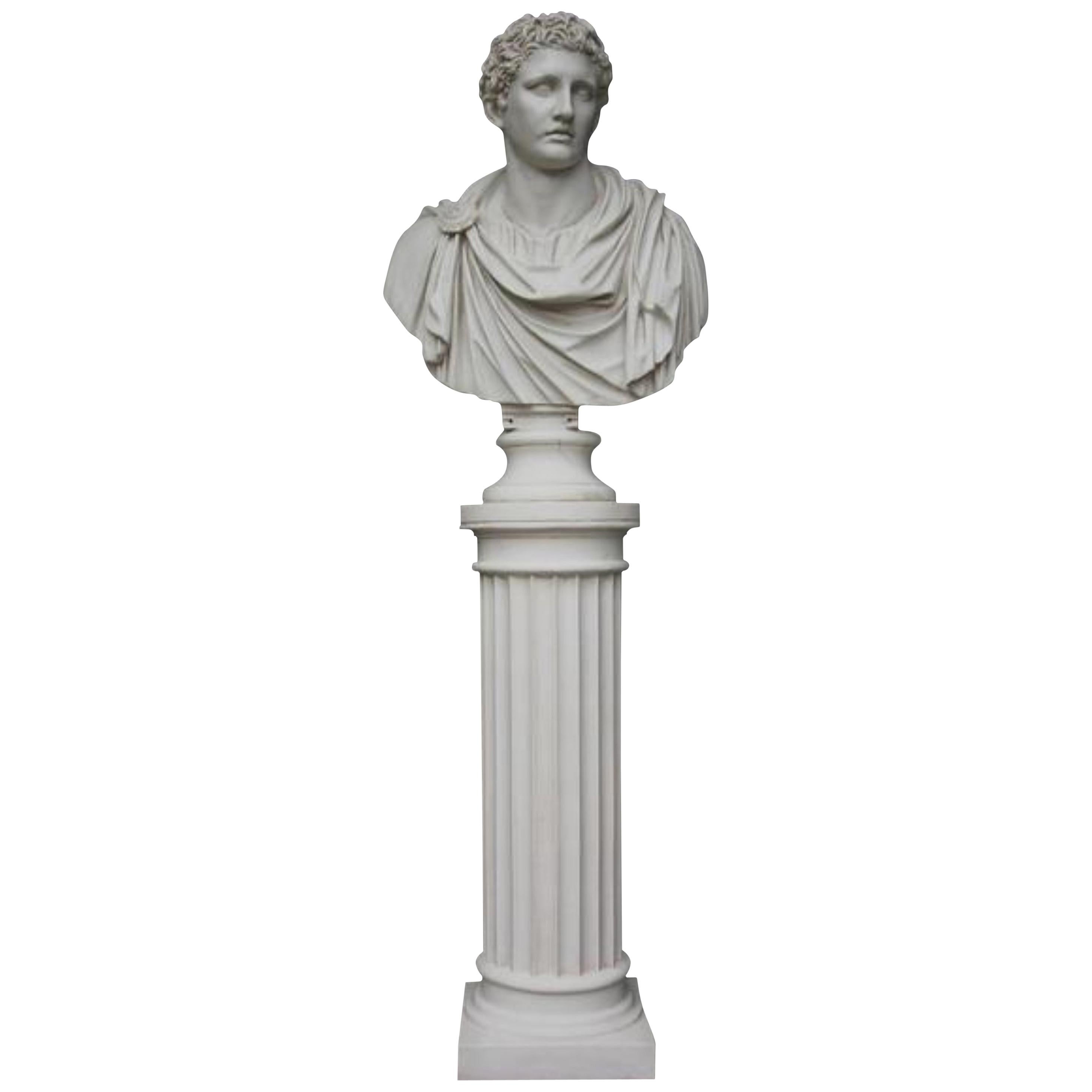 Mark Antony Bust Sculpture and Column, 20th Century For Sale