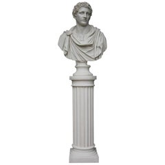 Mark Antony Bust Sculpture and Column, 20th Century