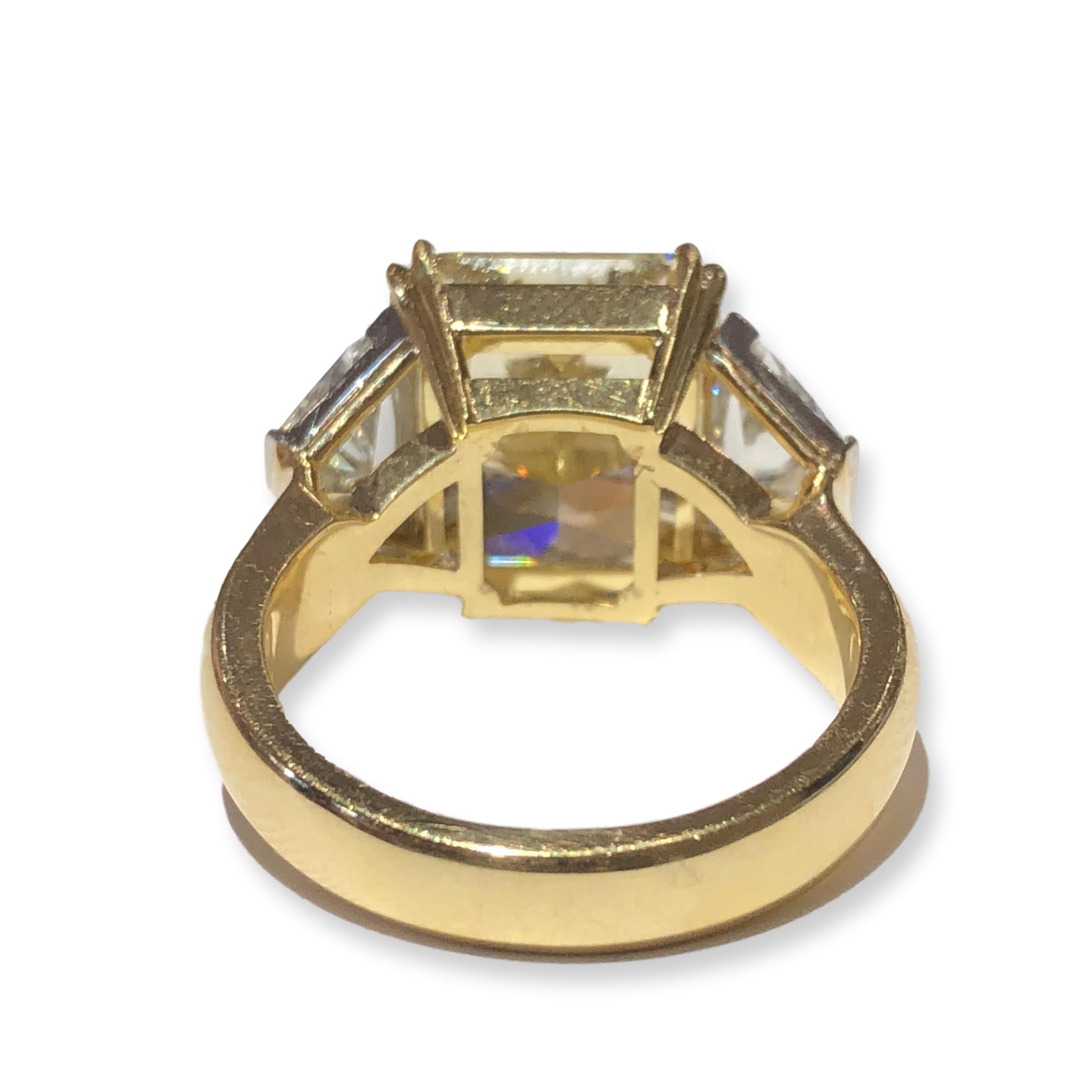 Cushion Cut Mark Areias J. Handmade Platinum & 18K Fancy Yellow Diamond Ring