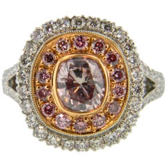 Mark Areias J. Handmade Platinum Pink & White Diamond Ring