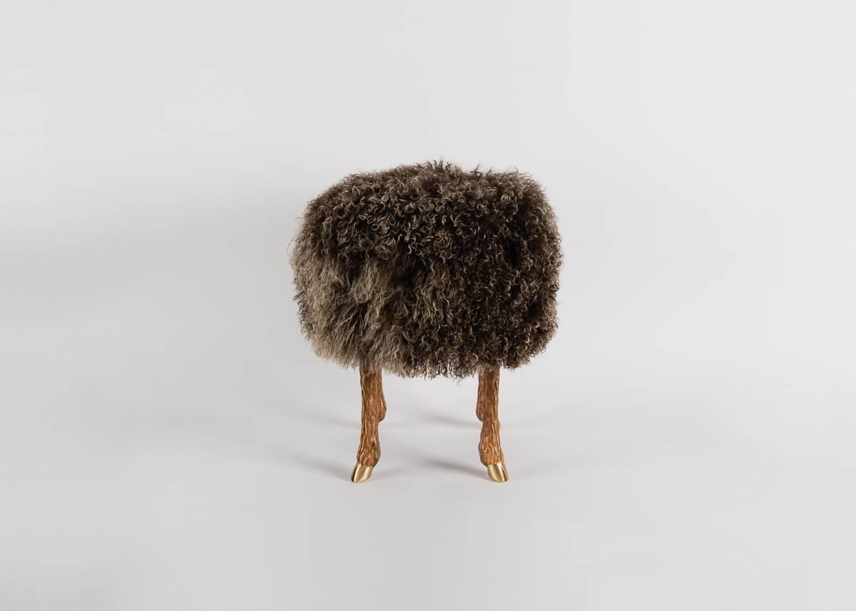 Mark Bankowsky, Pieds de Bouc, Bronze Legged Stool, France, 2008 In Excellent Condition For Sale In New York, NY