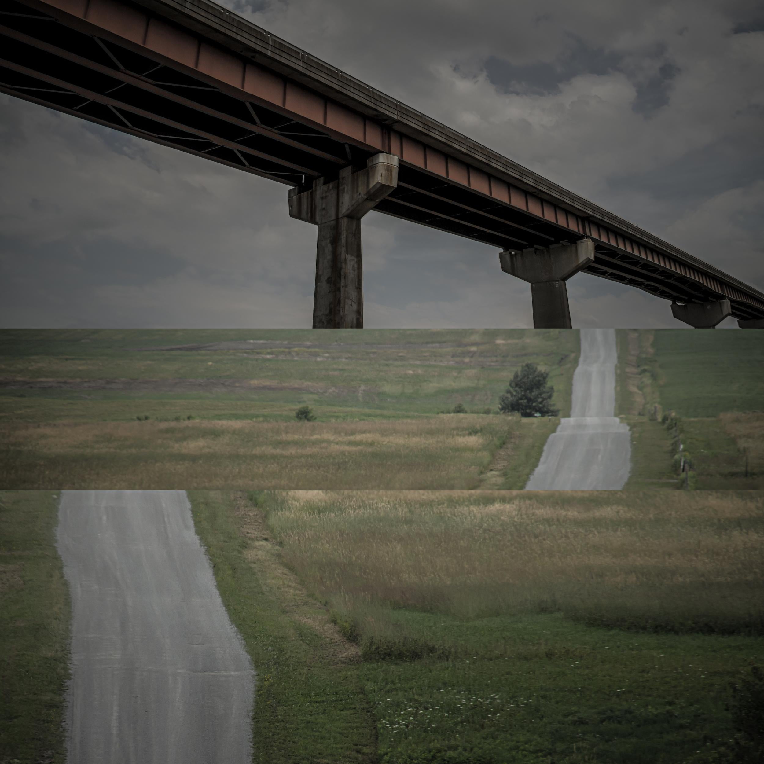 Byway - green, brown, abstracted figurative, landscape, photography on dibond