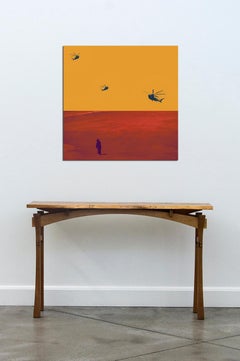 Gefunden – gelb, rot, abstrakt, figurativ, surrealistisch, Fotografie auf Dibond