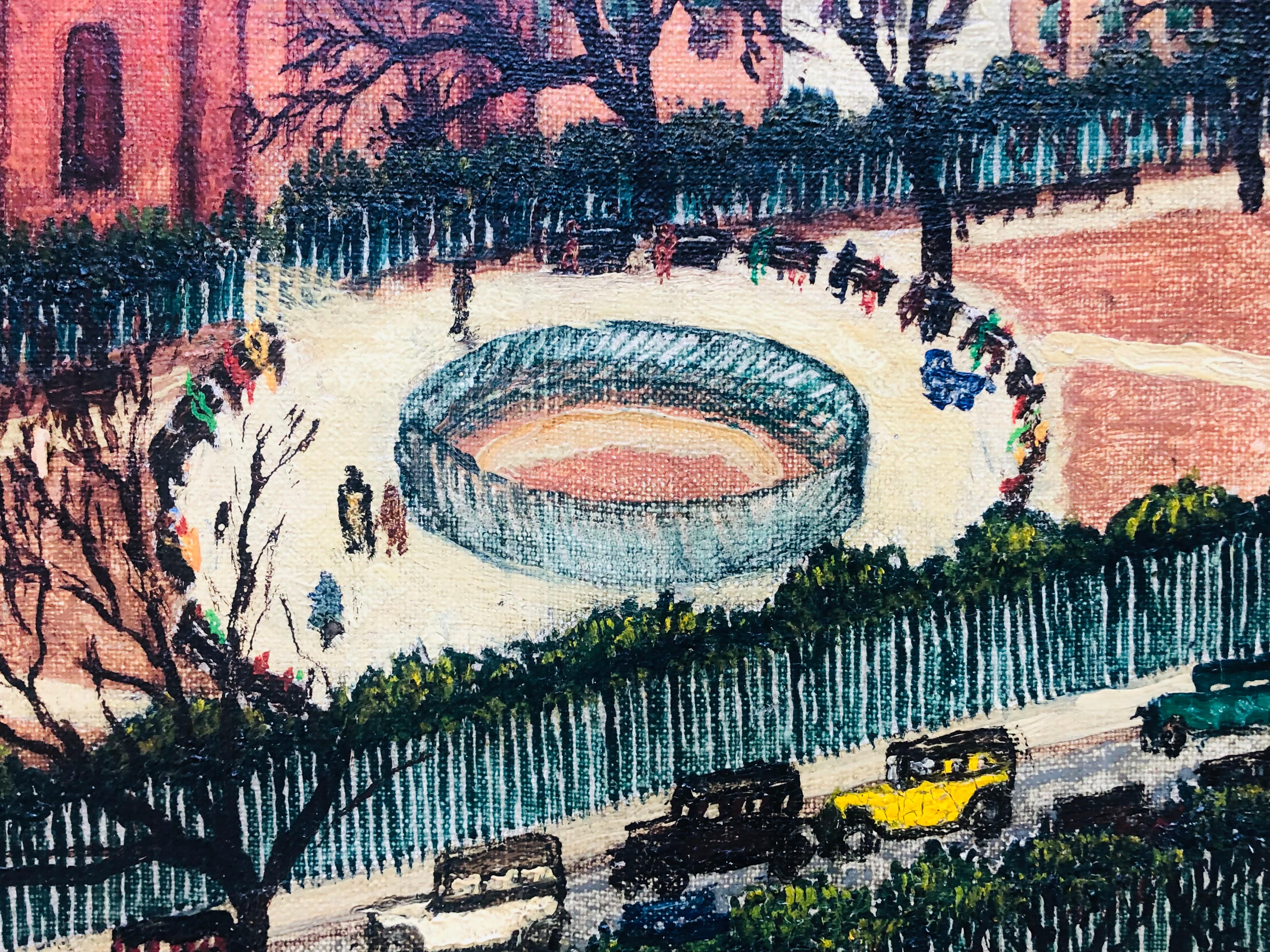 Important Modern Stuyvesant Square New York by Polish American Artist Mark Baum - Outsider Art Painting by mark baum