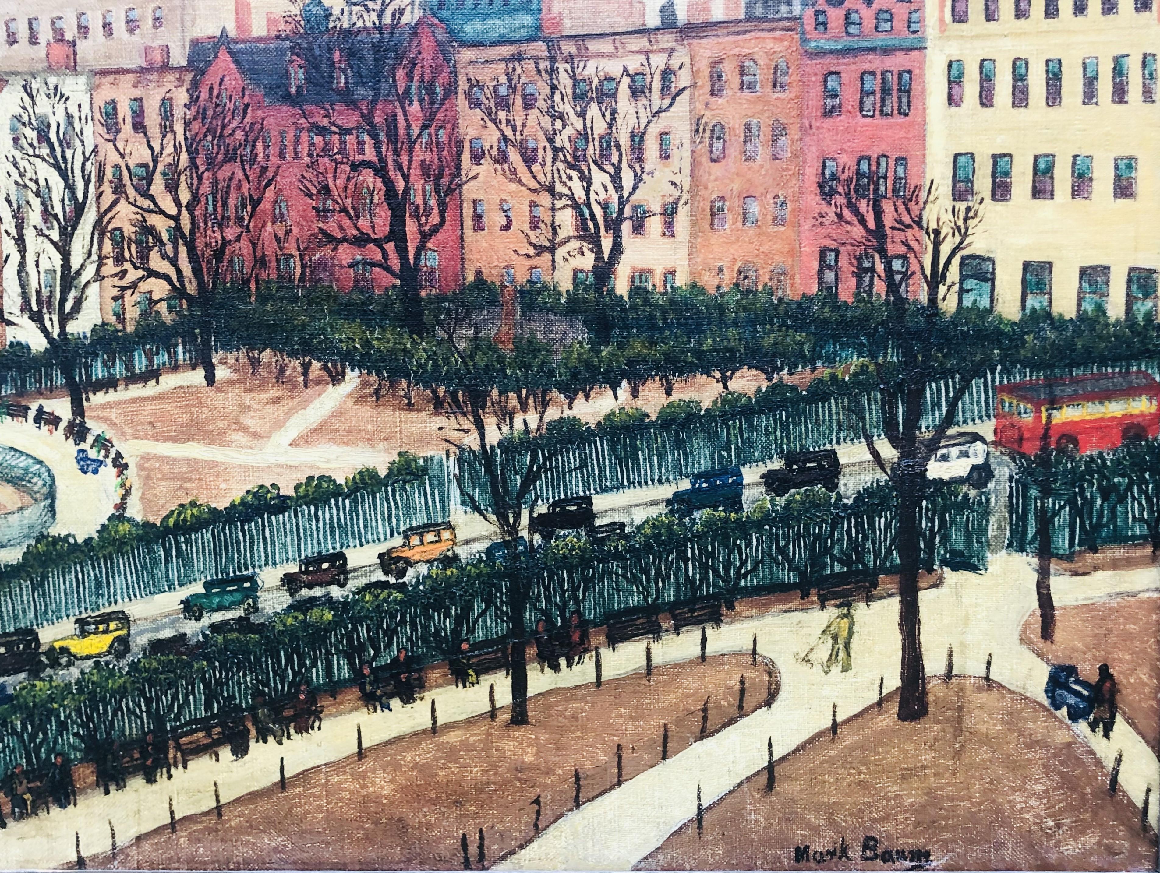 Important Modern Stuyvesant Square New York by Polish American Artist Mark Baum For Sale 2