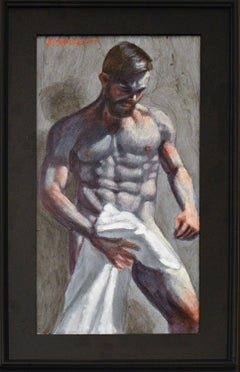 After the Bath (Academic Figurative Painting by Mark Beard as Bruce Sargeant)