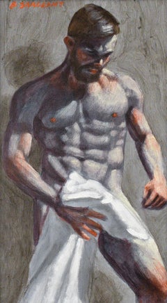 After the Bath (Academic Figurative Painting by Mark Beard as Bruce Sargeant)
