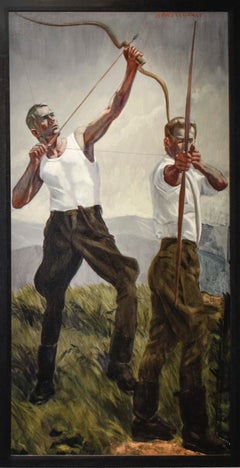 Archers: Figurative Painting of Two Sporting Men by Mark Beard, Bruce Sargeant