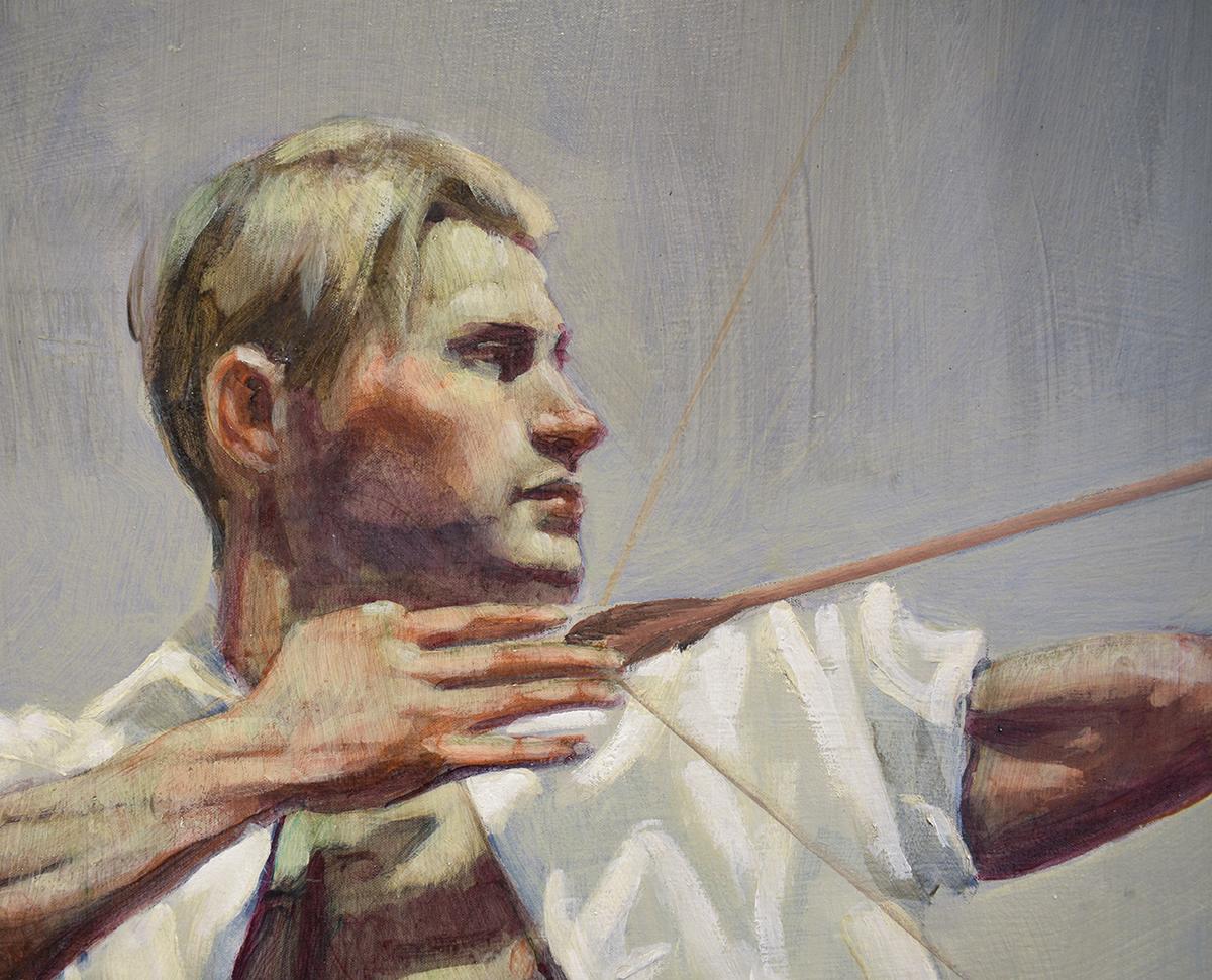 Archers II: Academic Figurative Painting of Two Men Bow Hunting by Mark Beard 4