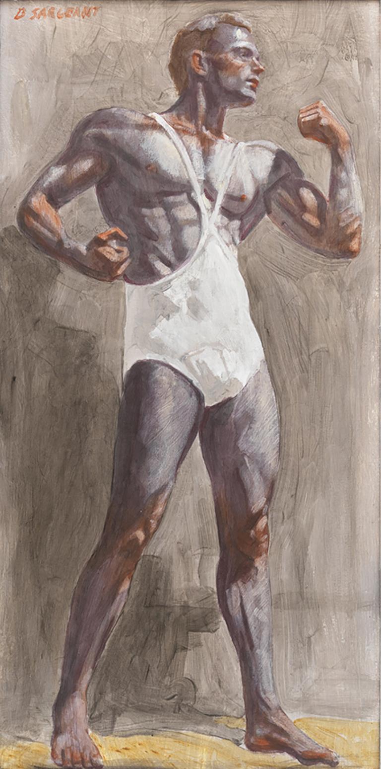 Mark Beard Body Builder (Contemporary Oil Painting of Single Male Athlete) by Mark Beard at