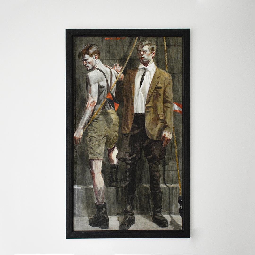 Boy in Suit: Academic Figuratives Gemälde von Mark Beard aka. Bruce Sargeant  im Angebot 1
