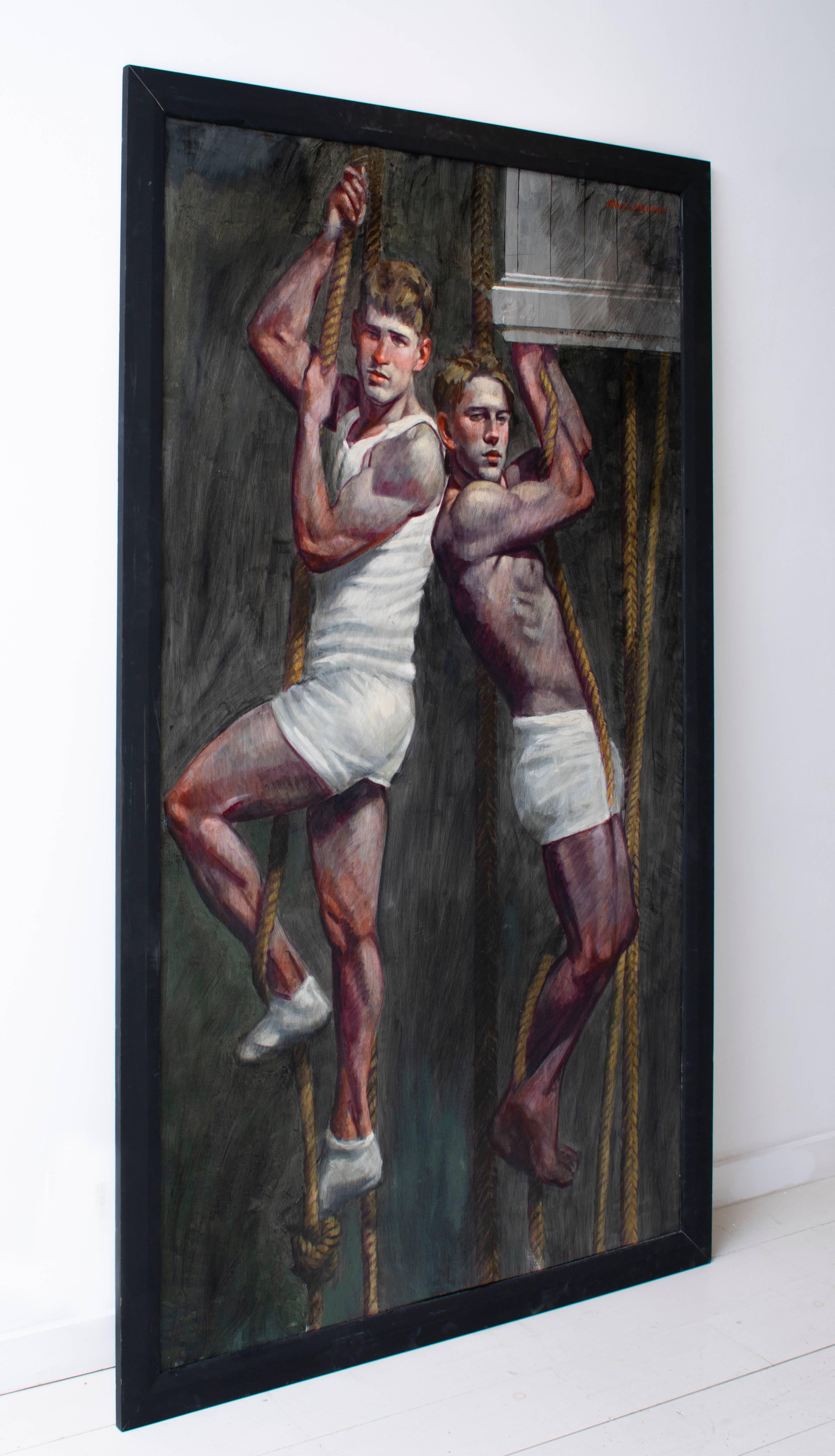 Boys on Ropes (Two Male Athletes Climbing Ropes by Mark Beard) 1