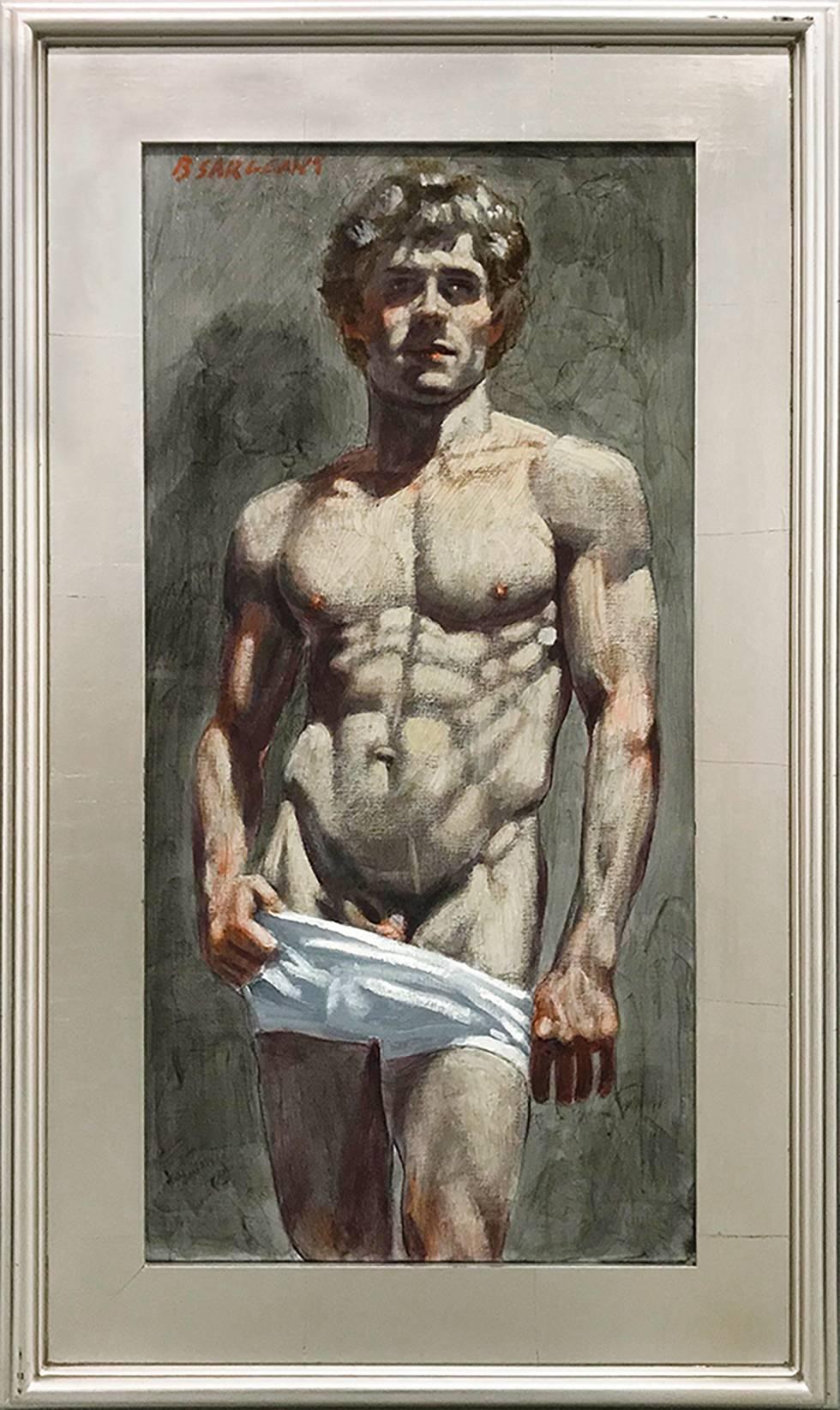Mark Beard Nude Painting - [Bruce Sargeant (1898-1938)] Bodybuilder in White Shorts