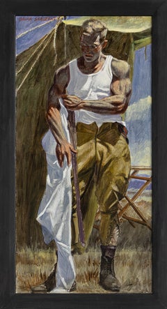 [Bruce Sargeant (1898-1938)] Charlie Assembling Tent