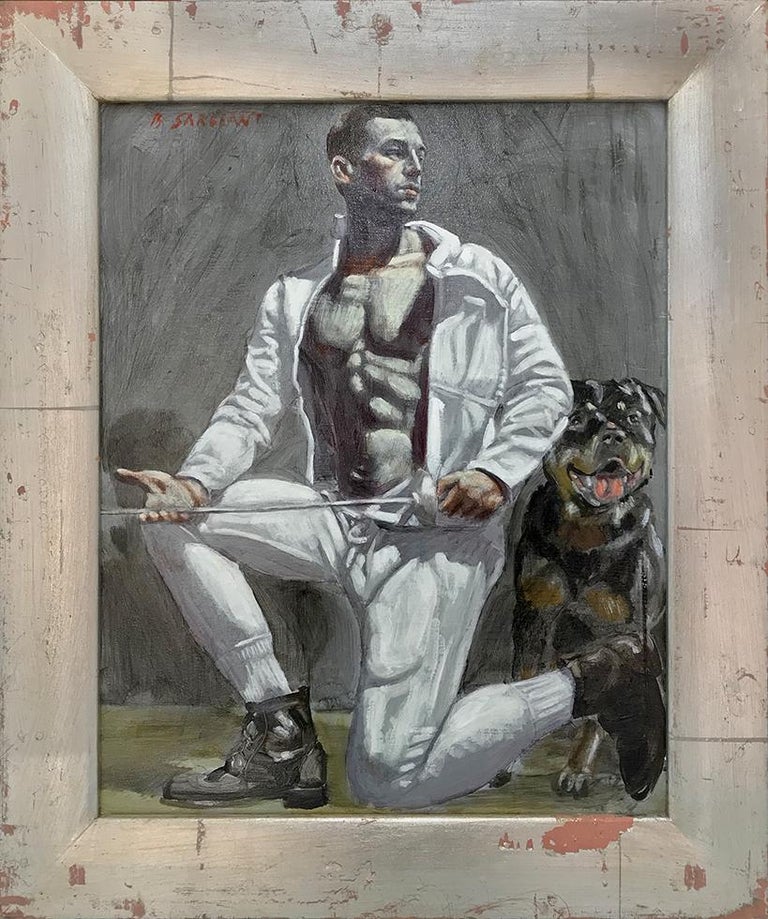 Mark Beard Figurative Painting - [Bruce Sargeant (1898-1938)] Fencer with Dog