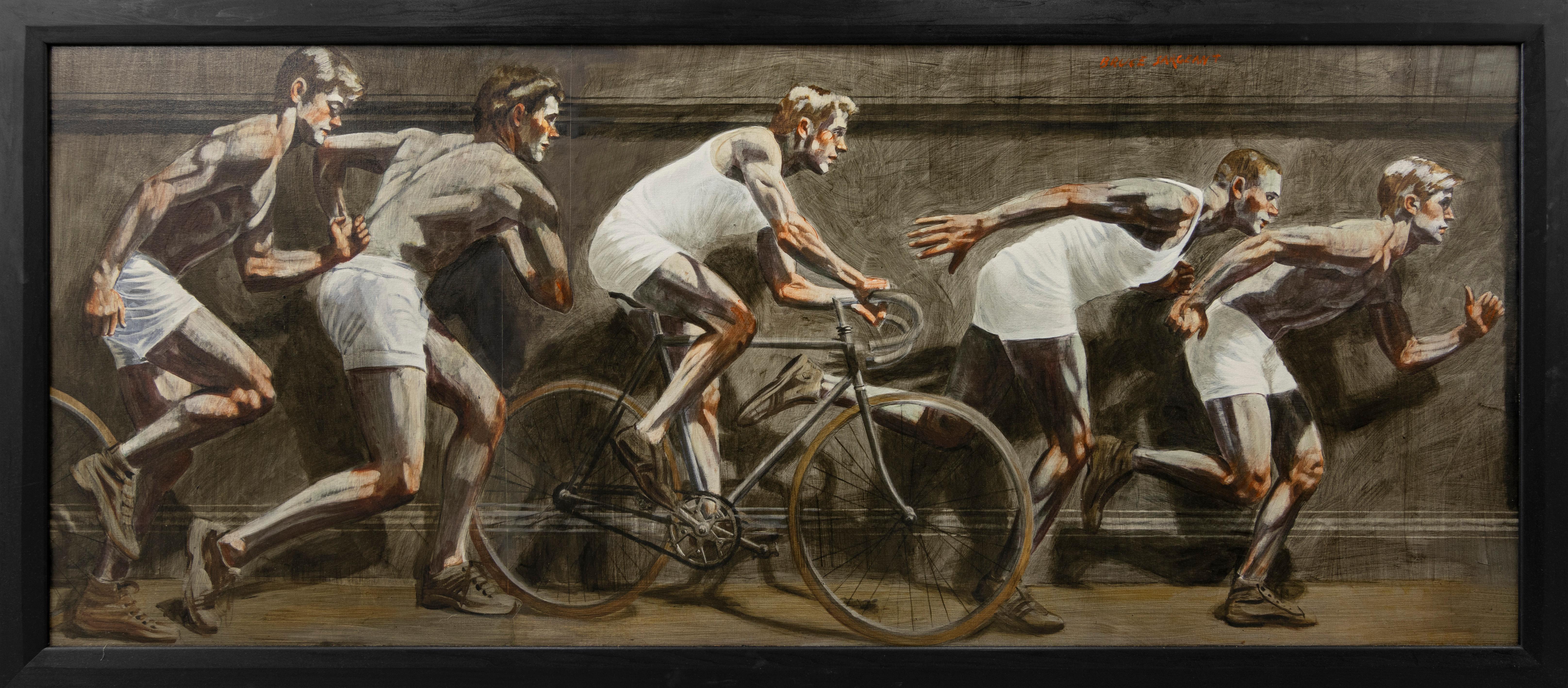 Mark Beard Figurative Painting – [Bruce Sargeant (1898-1938)] Fries mit fünf Athleten