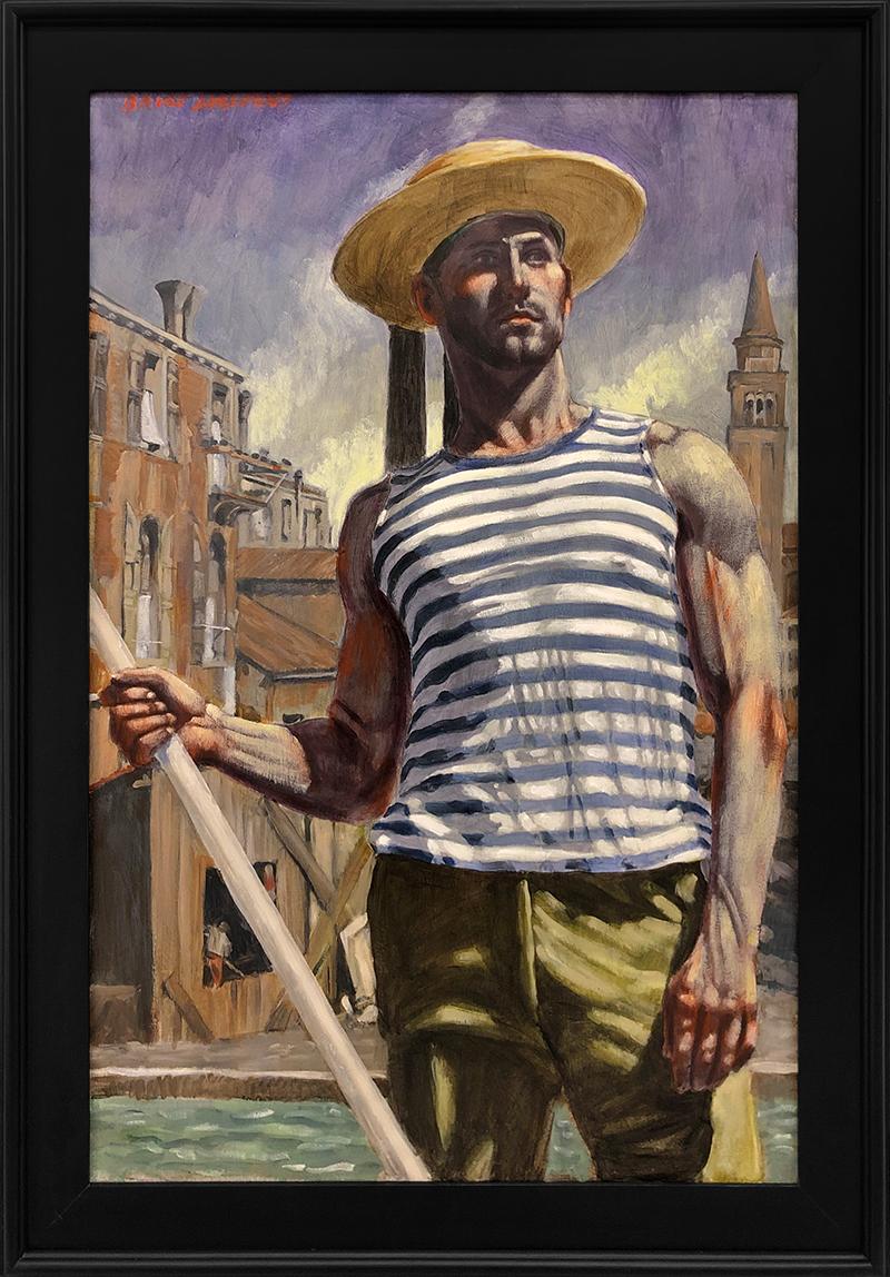 Mark Beard Figurative Painting - [Bruce Sargeant (1898-1938)] Gondolier Looking Into the Distance