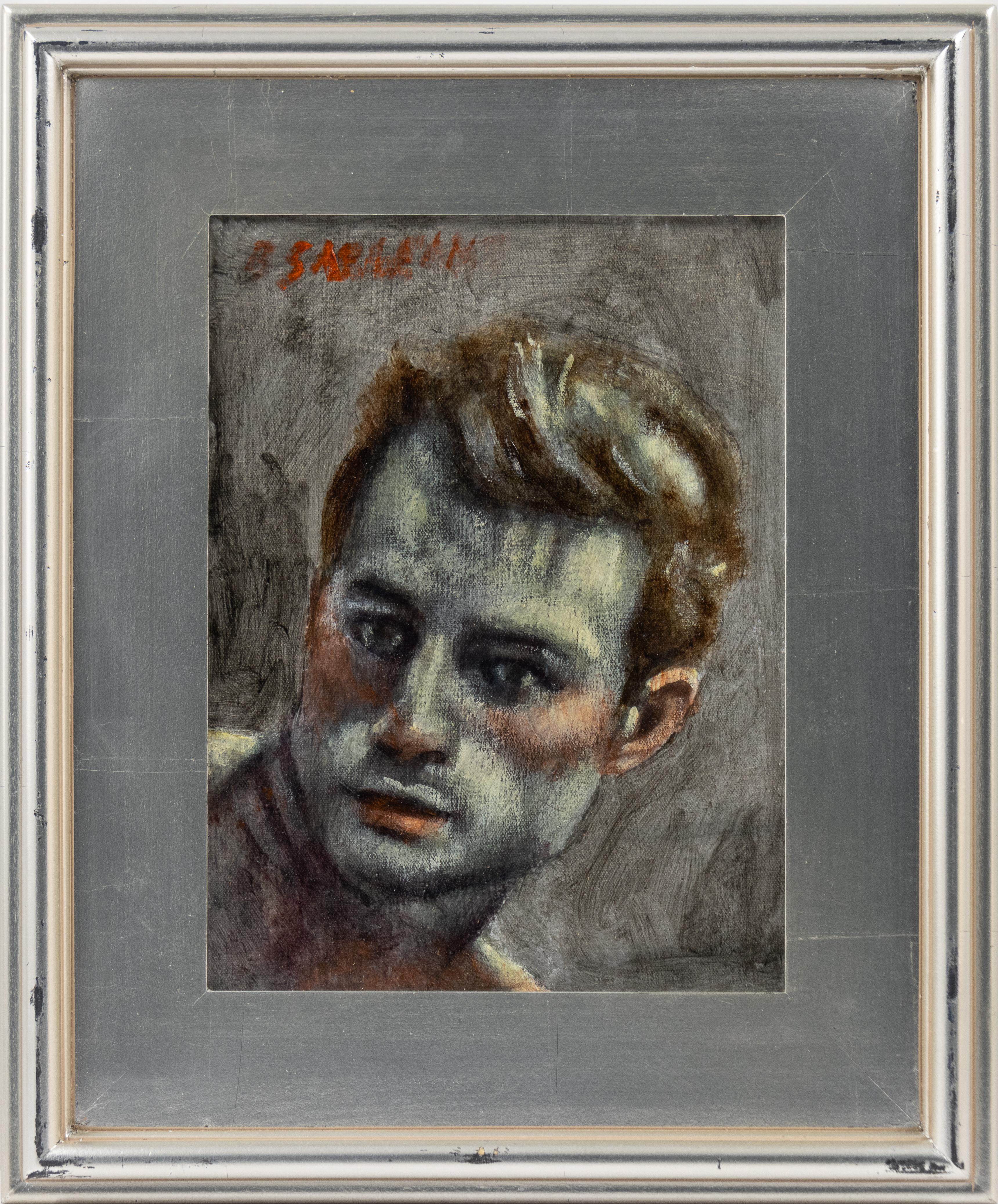 Mark Beard Figurative Painting – [Bruce Sargeant (1898-1938)] Kopfstudie mit grauem Hintergrund