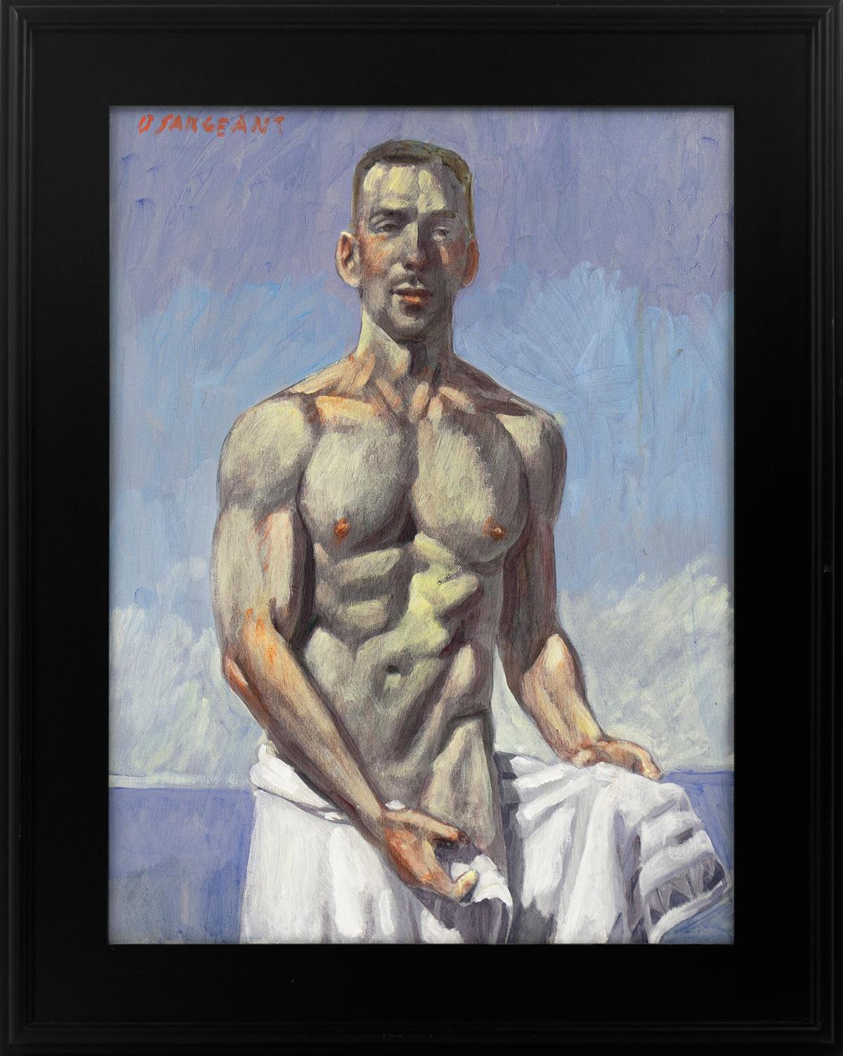 Portrait Painting di Mark Beard - [Bruce Sargeant (1898-1938)] Julian che esce dall'acqua Figura maschile dipinta