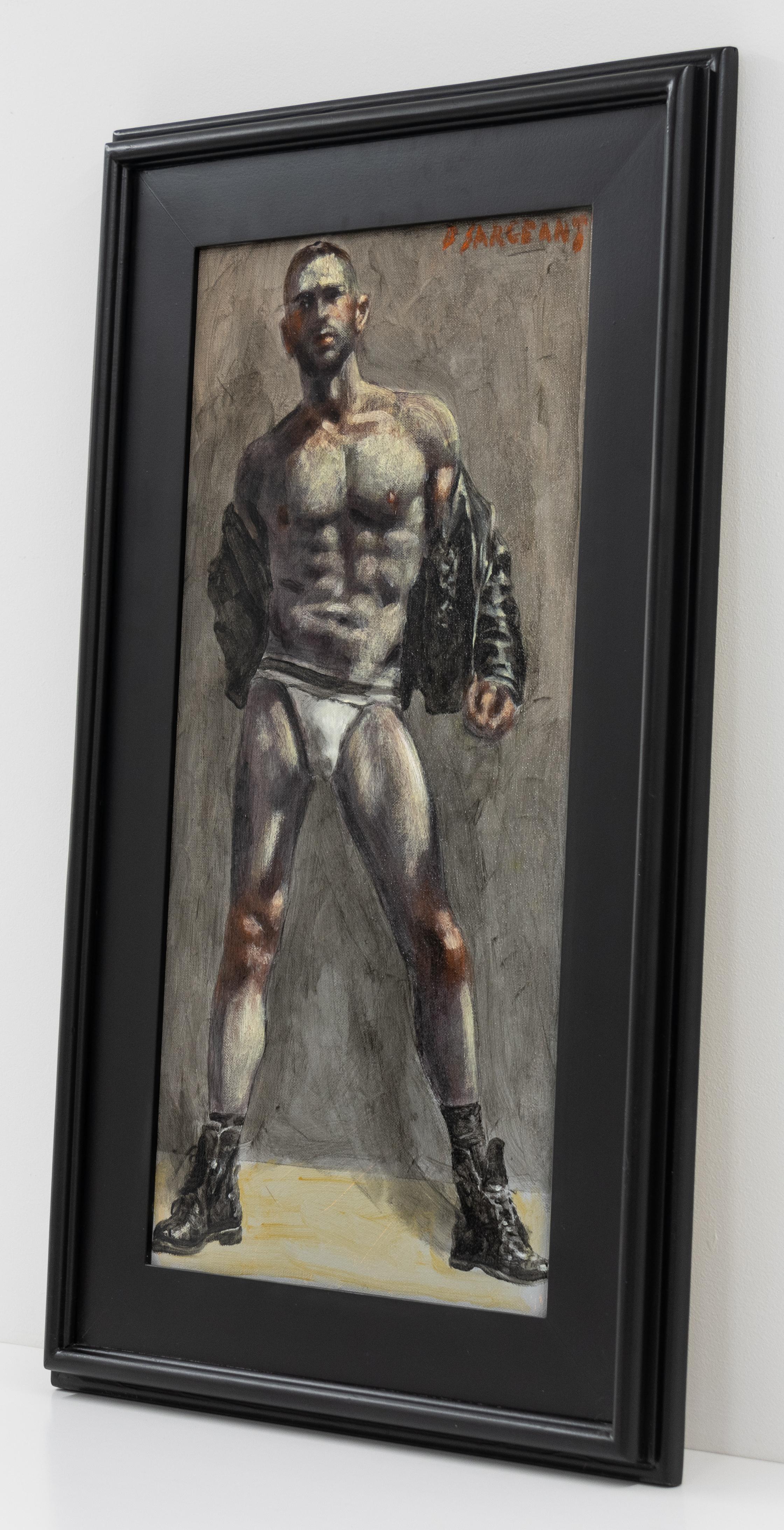[Bruce Sargeant (1898-1938)] Uomo con giacca di pelle e sospensorio - Painting Contemporaneo di Mark Beard