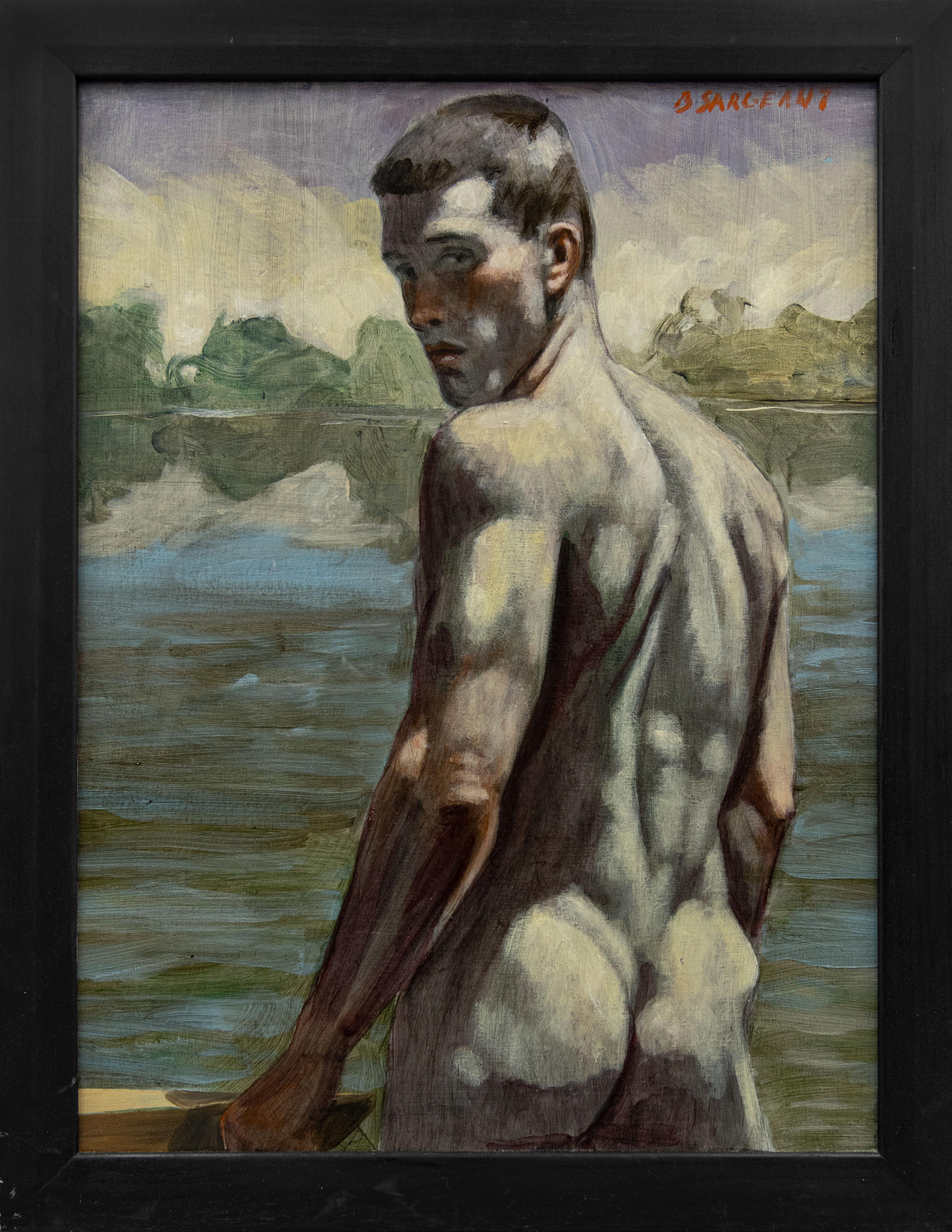 [[Bruce Sargeant (1898-1938)] Nude Male by the Lake - Painting by Mark Beard