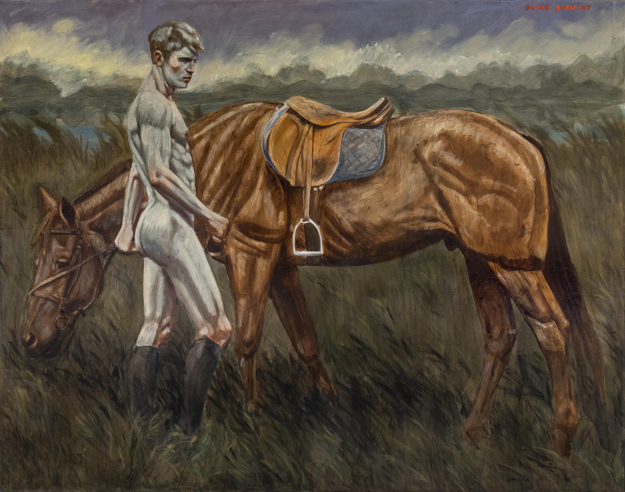 Mark Beard Figurative Painting – Bruce Sargeant (1898-1938)] Nackter Mann mit Pferd