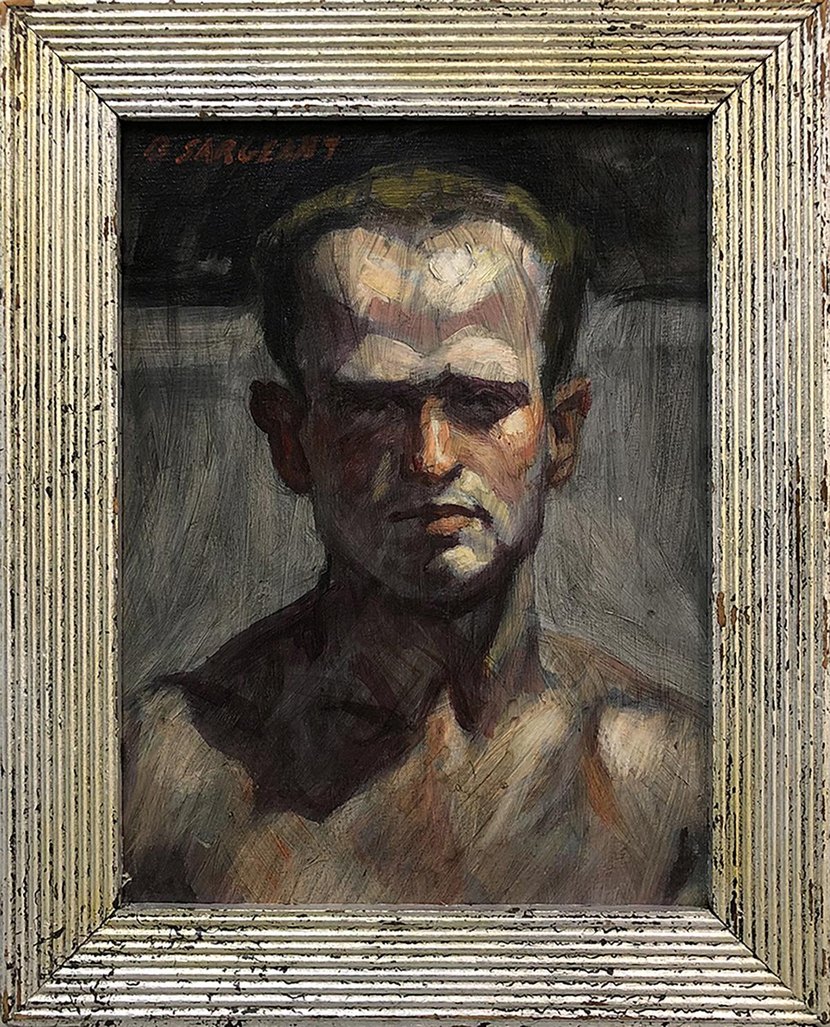 Mark Beard Figurative Painting – [Bruce Sargeant (1898-1938)] Porträt eines Hemdlosen Mannes